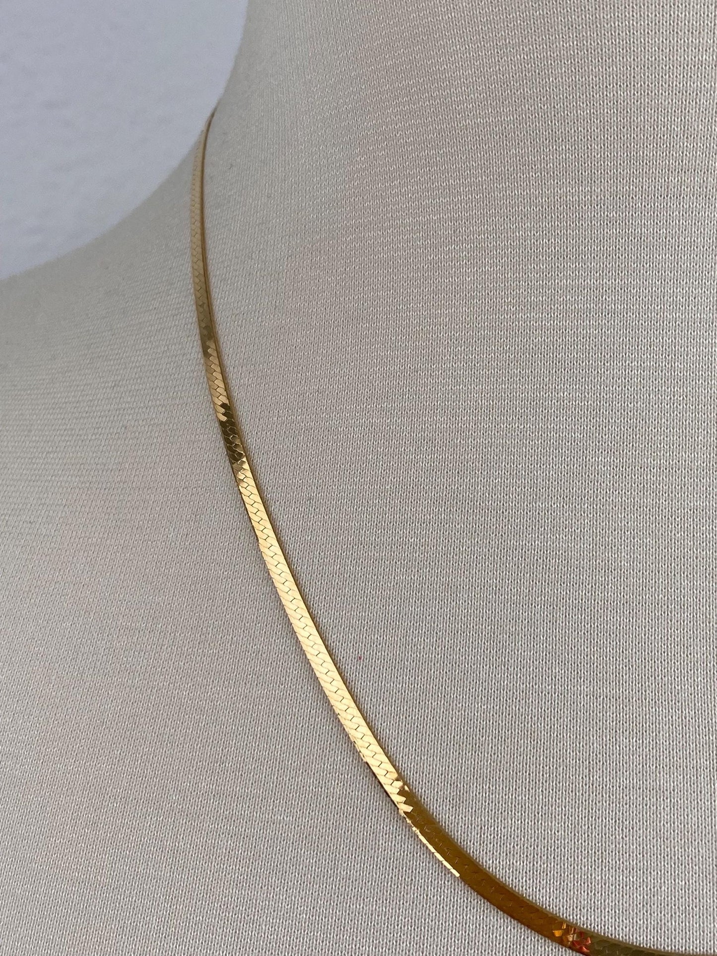 Solid 18k Yellow Gold Herringbone Chain Necklace - 20 inches