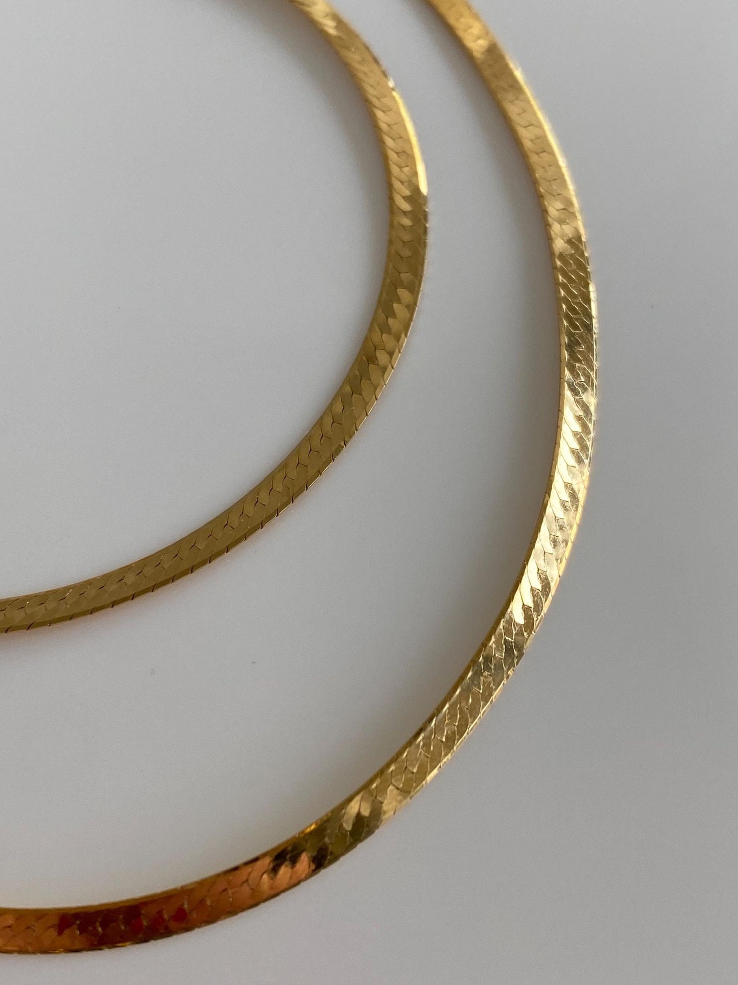 Solid 18k Yellow Gold Herringbone Chain Necklace - 20 inches