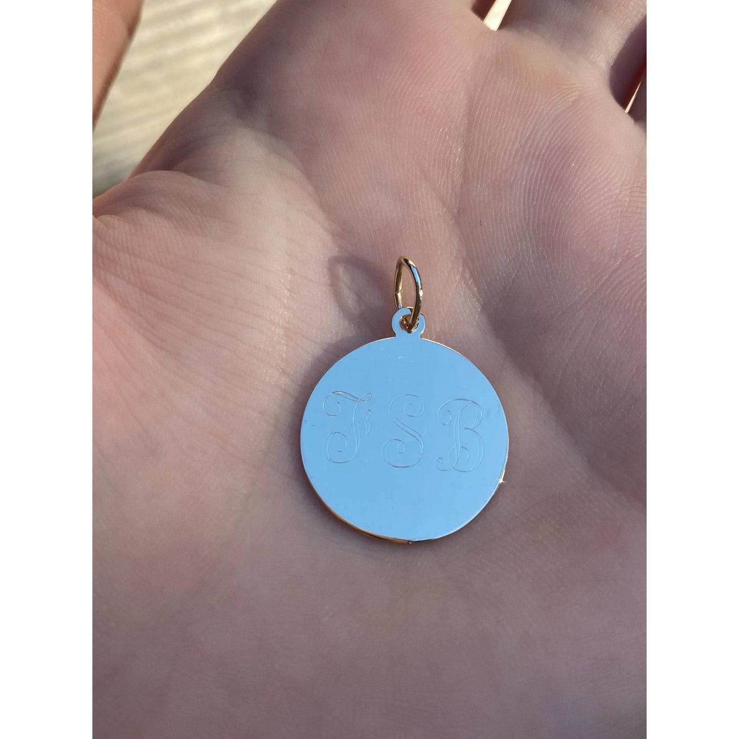 Solid 14k Yellow Gold Engraved 'FSB' Monogram Charm