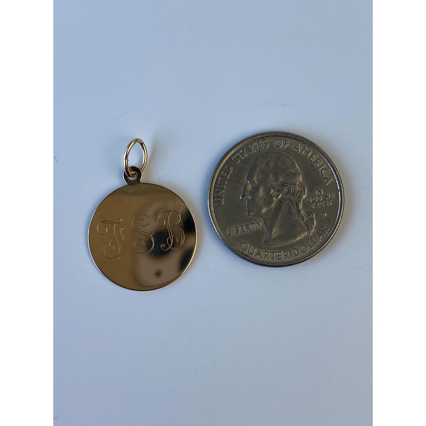 Solid 14k Yellow Gold Engraved 'FSB' Monogram Charm