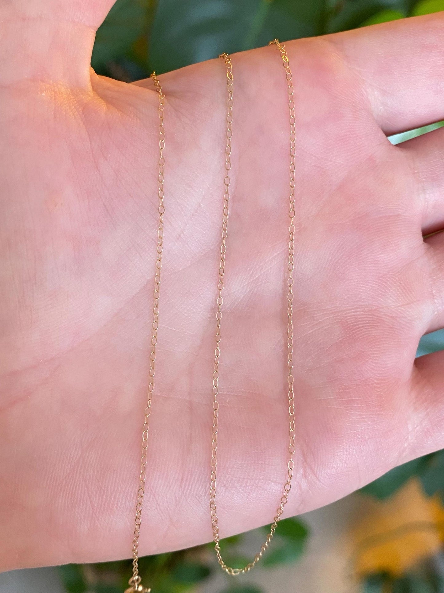Vintage Solid 14k Yellow Gold Dainty Cable Chain Necklace - 18 inches
