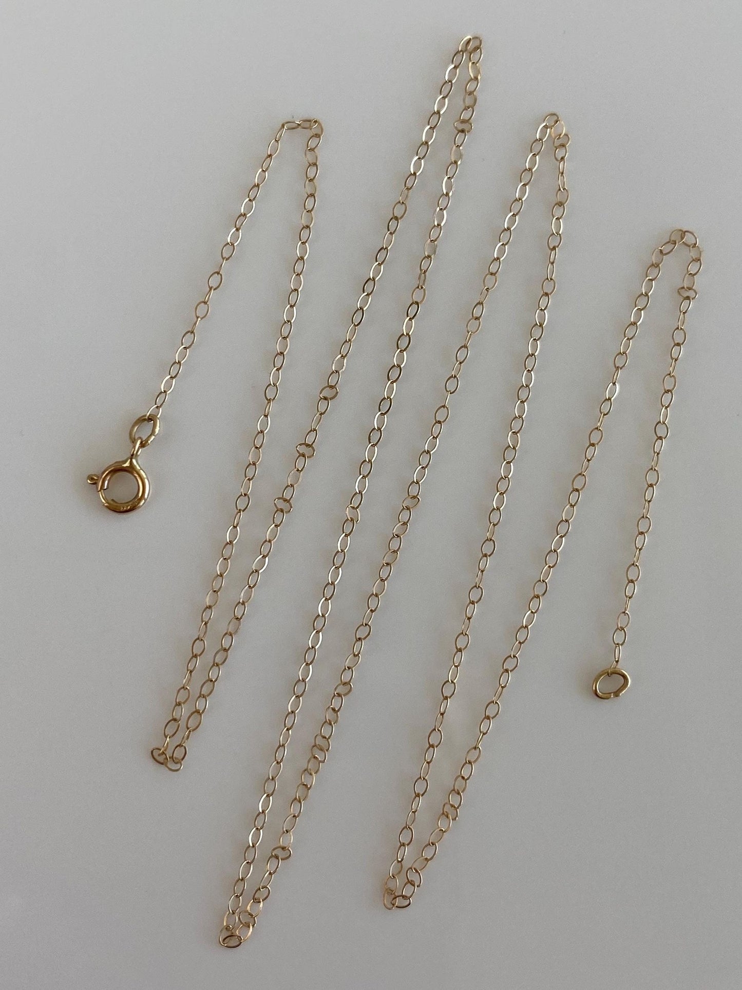 Vintage Solid 14k Yellow Gold Dainty Cable Chain Necklace - 18 inches