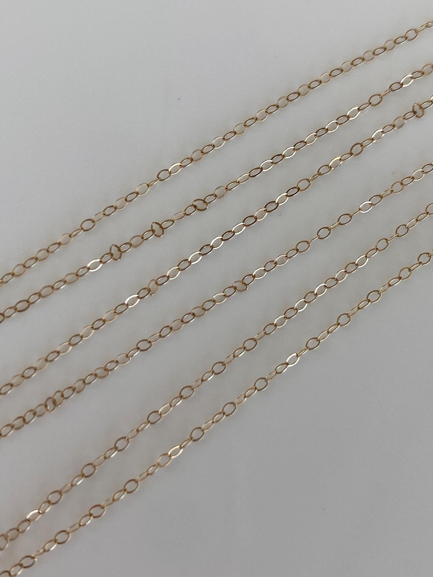 Vintage Solid 14k Yellow Gold Dainty Cable Chain Necklace - 18 inches