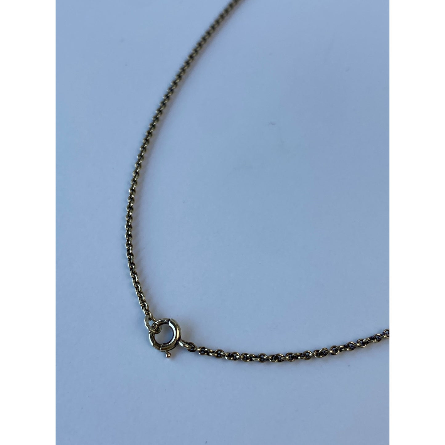 Vintage Solid 14k Yellow Gold Filigree Charm Holder Cable Chain Necklace - 15.25 inches