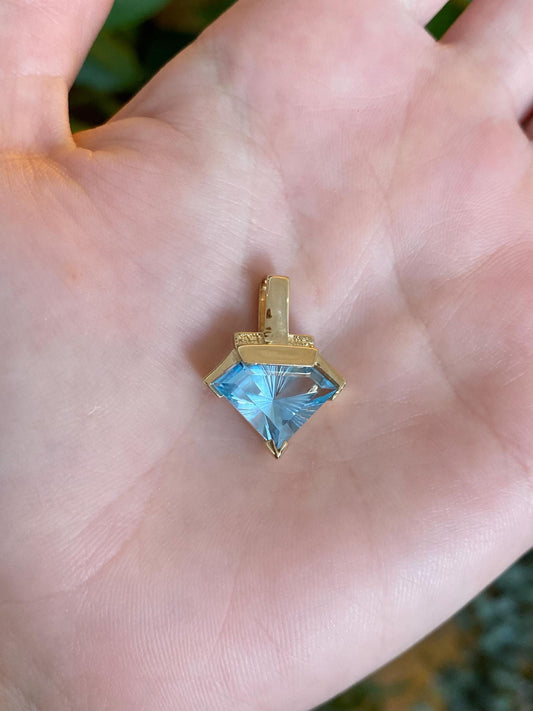 Solid 14k Yellow Gold Topaz Charm
