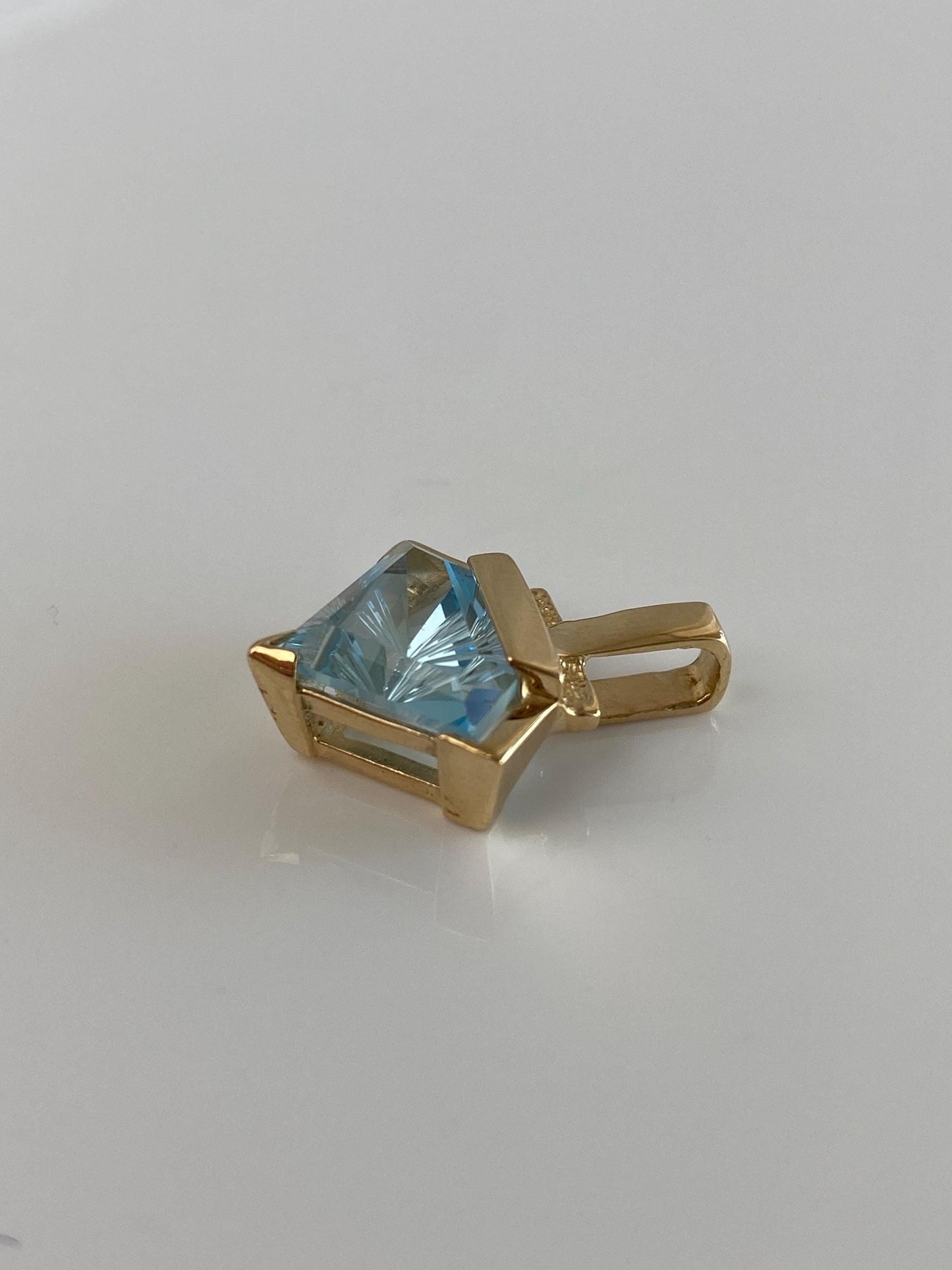 Solid 14k Yellow Gold Topaz Charm
