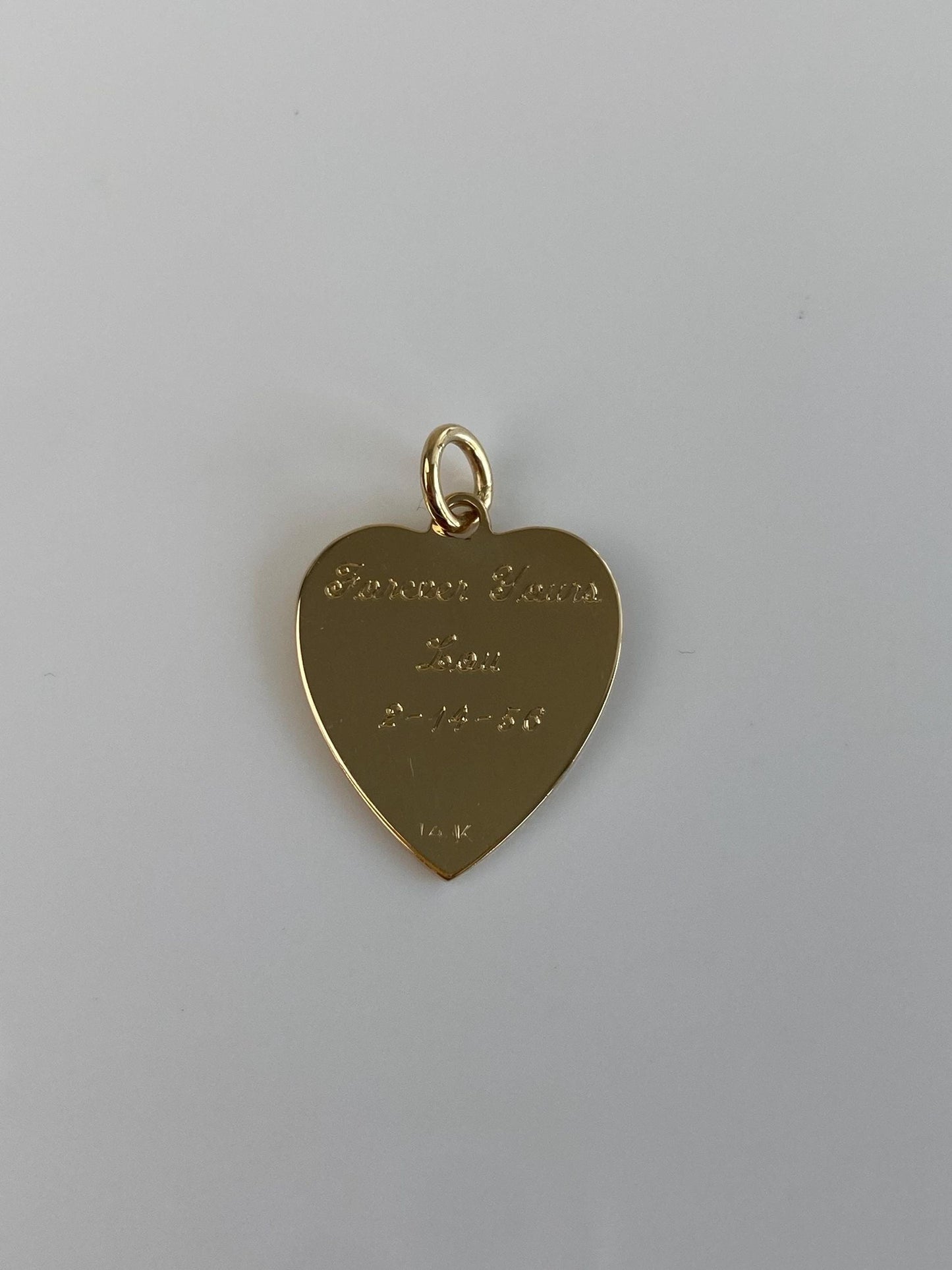 Vintage Solid 14k Yellow Gold Engine Turned CC Heart Charm