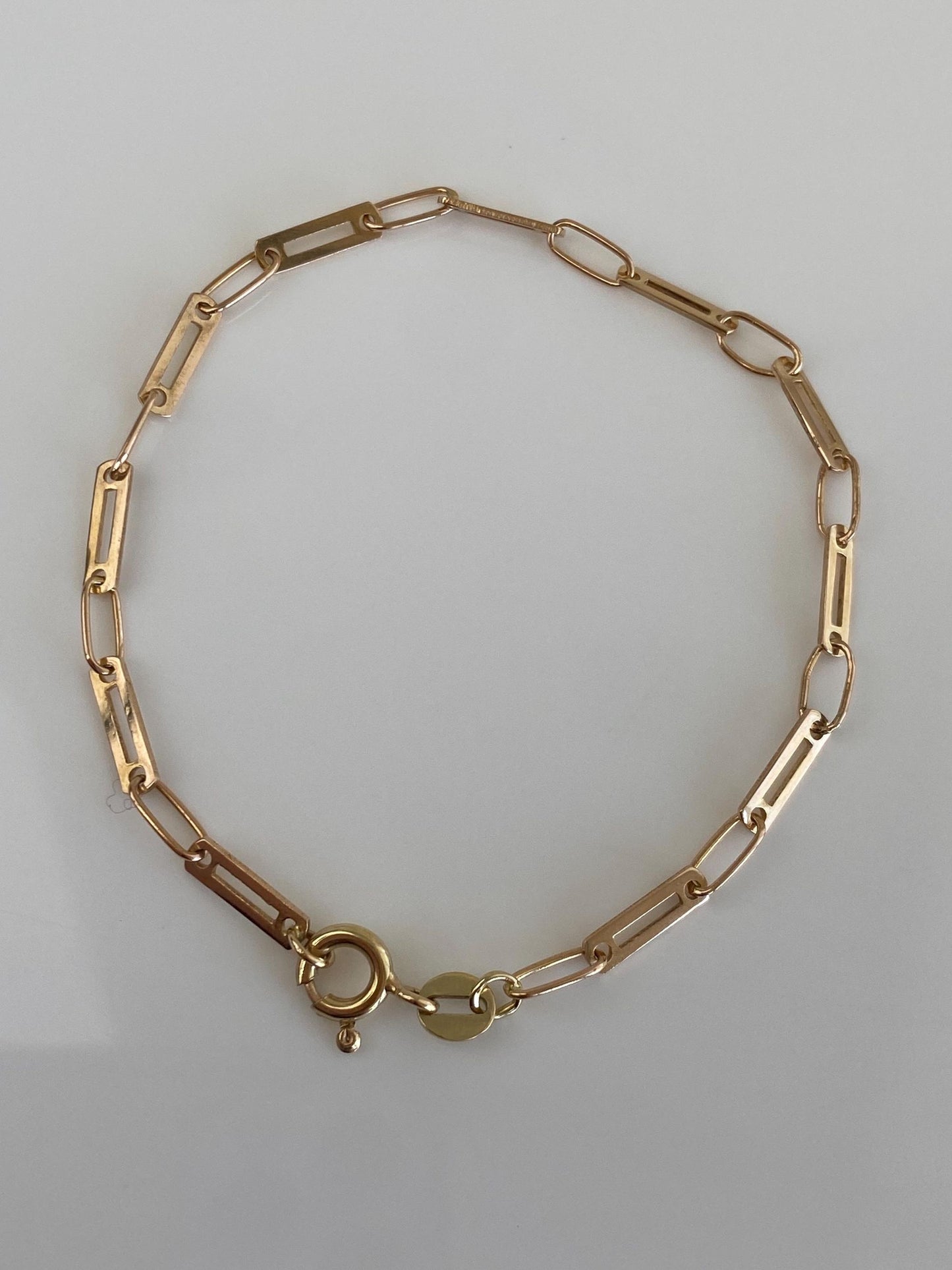 Vintage Solid 14k Yellow Gold Fancy Link Chain Bracelet - 7 inches