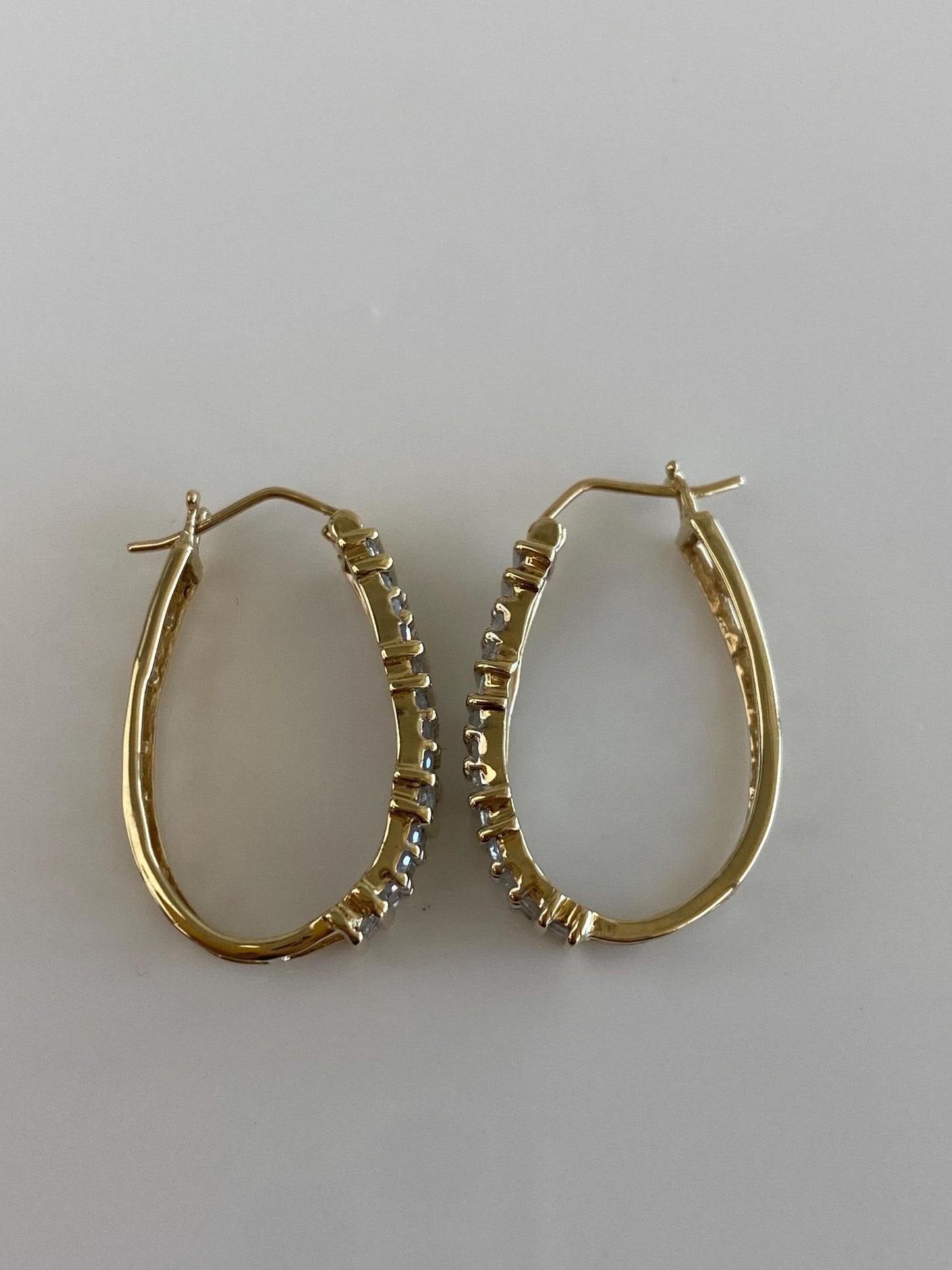 Vintage Solid 10k Yellow Gold Diamond Hoop Earrings
