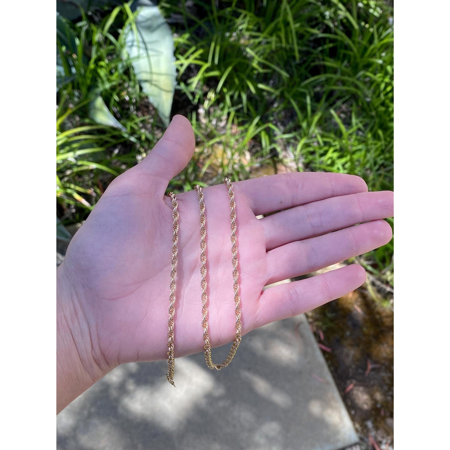 Vintage Solid 14k Yellow Gold Rope Chain Necklace - 26 inches