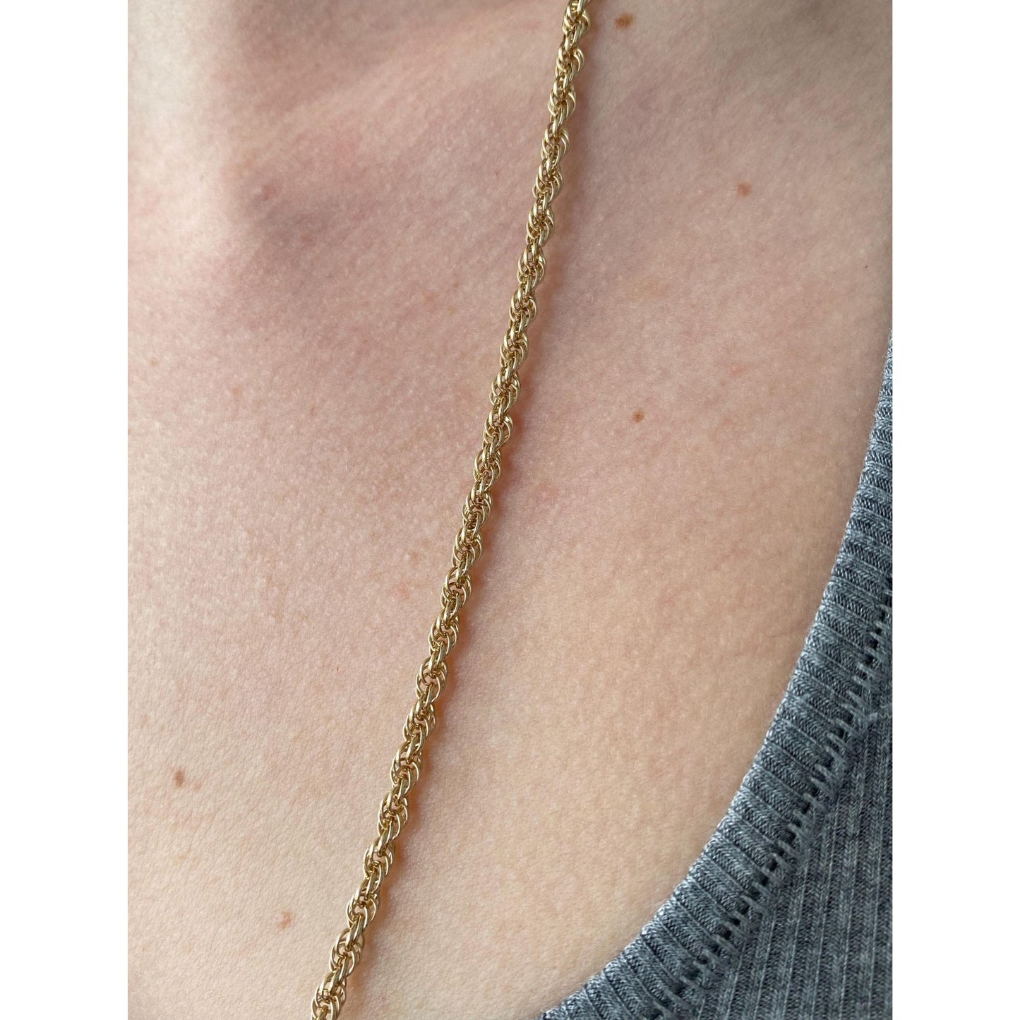 Vintage Solid 14k Yellow Gold Rope Chain Necklace - 26 inches