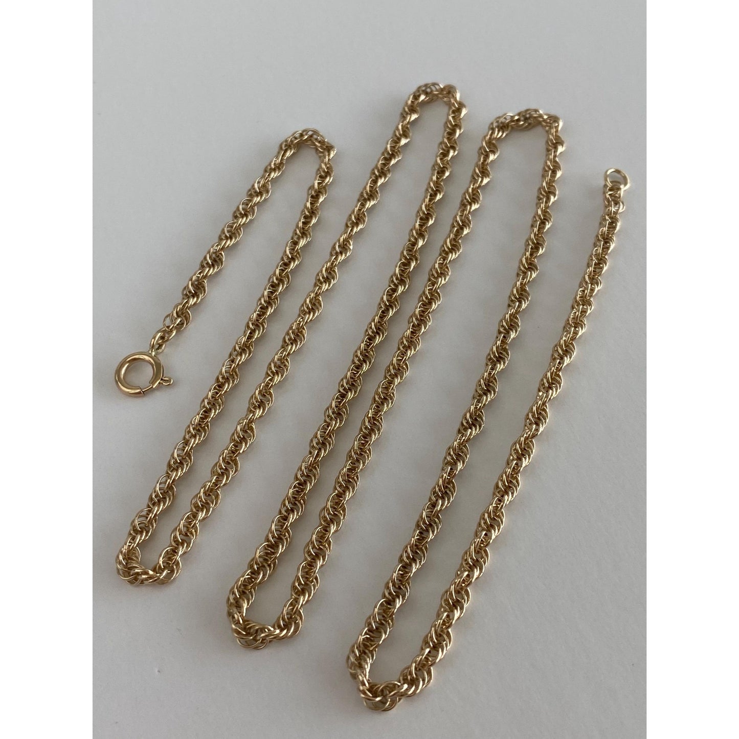 Vintage Solid 14k Yellow Gold Rope Chain Necklace - 26 inches