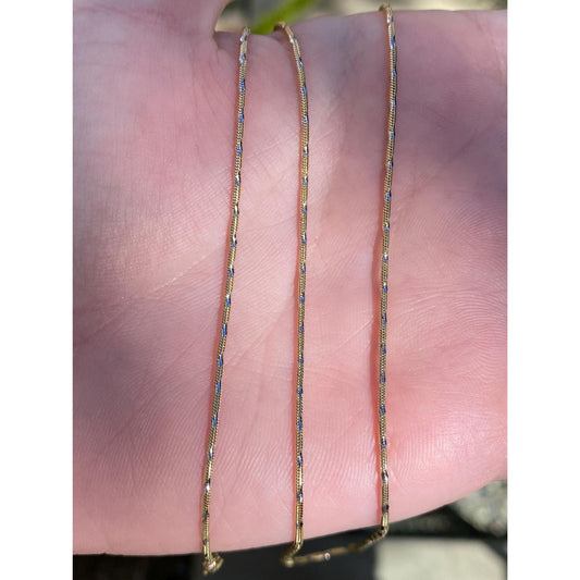 Vintage Solid 14k White & Yellow Gold Twist Snake Chain Necklace - 20.25 inches