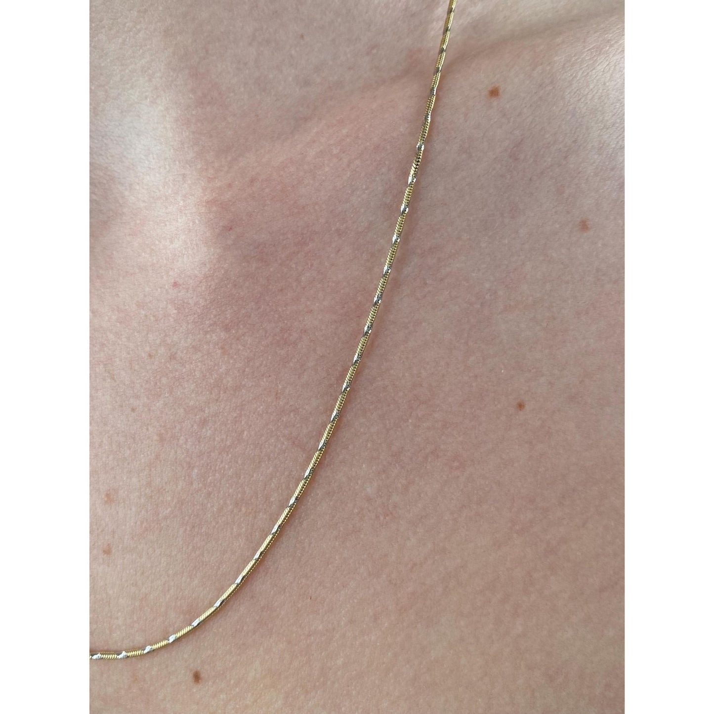 Vintage Solid 14k White & Yellow Gold Twist Snake Chain Necklace - 20.25 inches