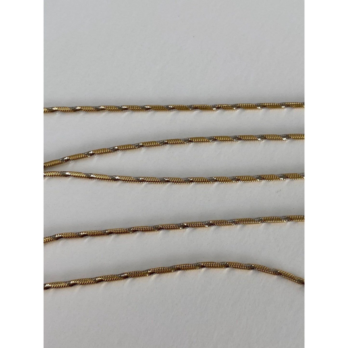 Vintage Solid 14k White & Yellow Gold Twist Snake Chain Necklace - 20.25 inches