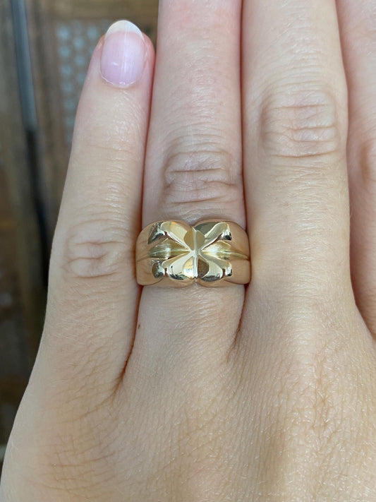 Vintage Solid 14k Yellow Gold Chunky Pyramid Style Ring - Size 5.75