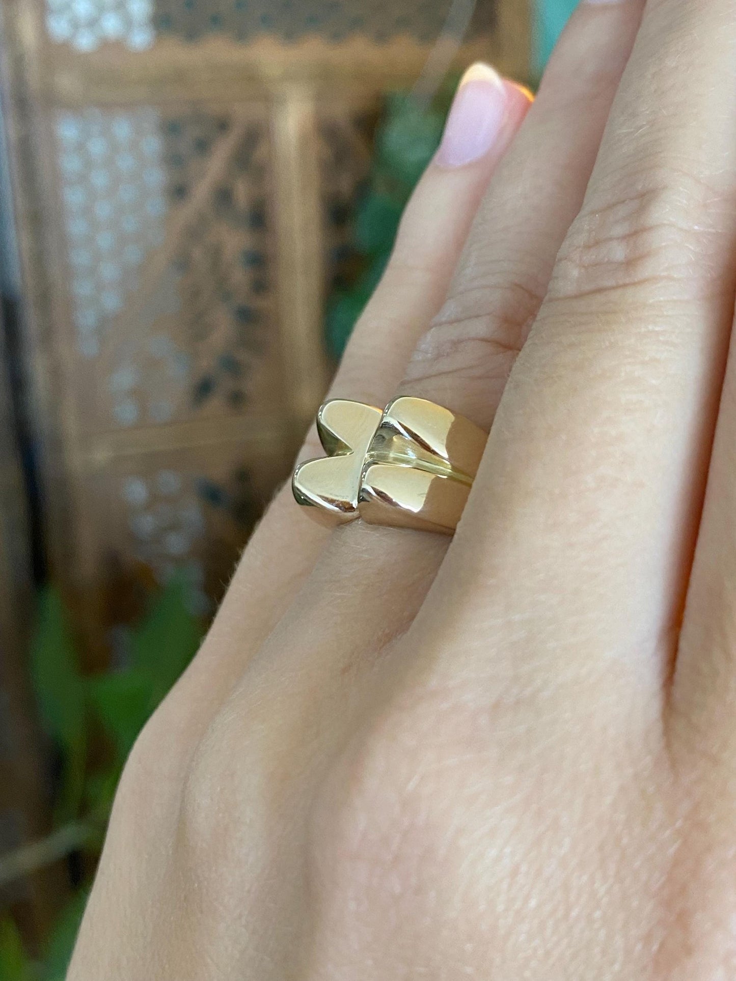 Vintage Solid 14k Yellow Gold Chunky Pyramid Style Ring - Size 5.75