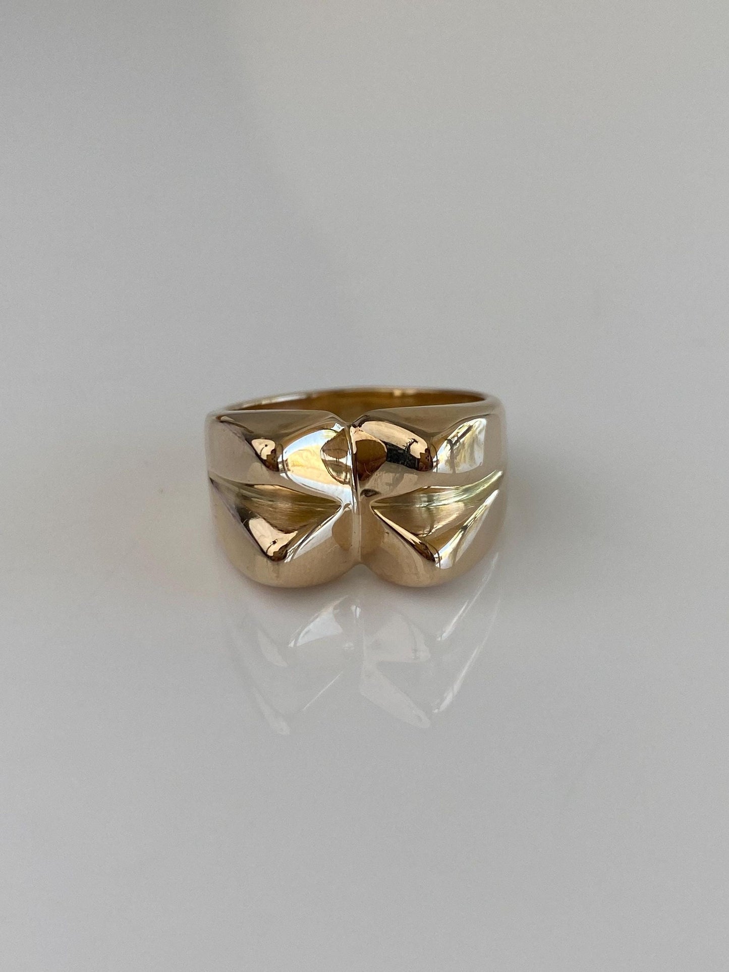 Vintage Solid 14k Yellow Gold Chunky Pyramid Style Ring - Size 5.75