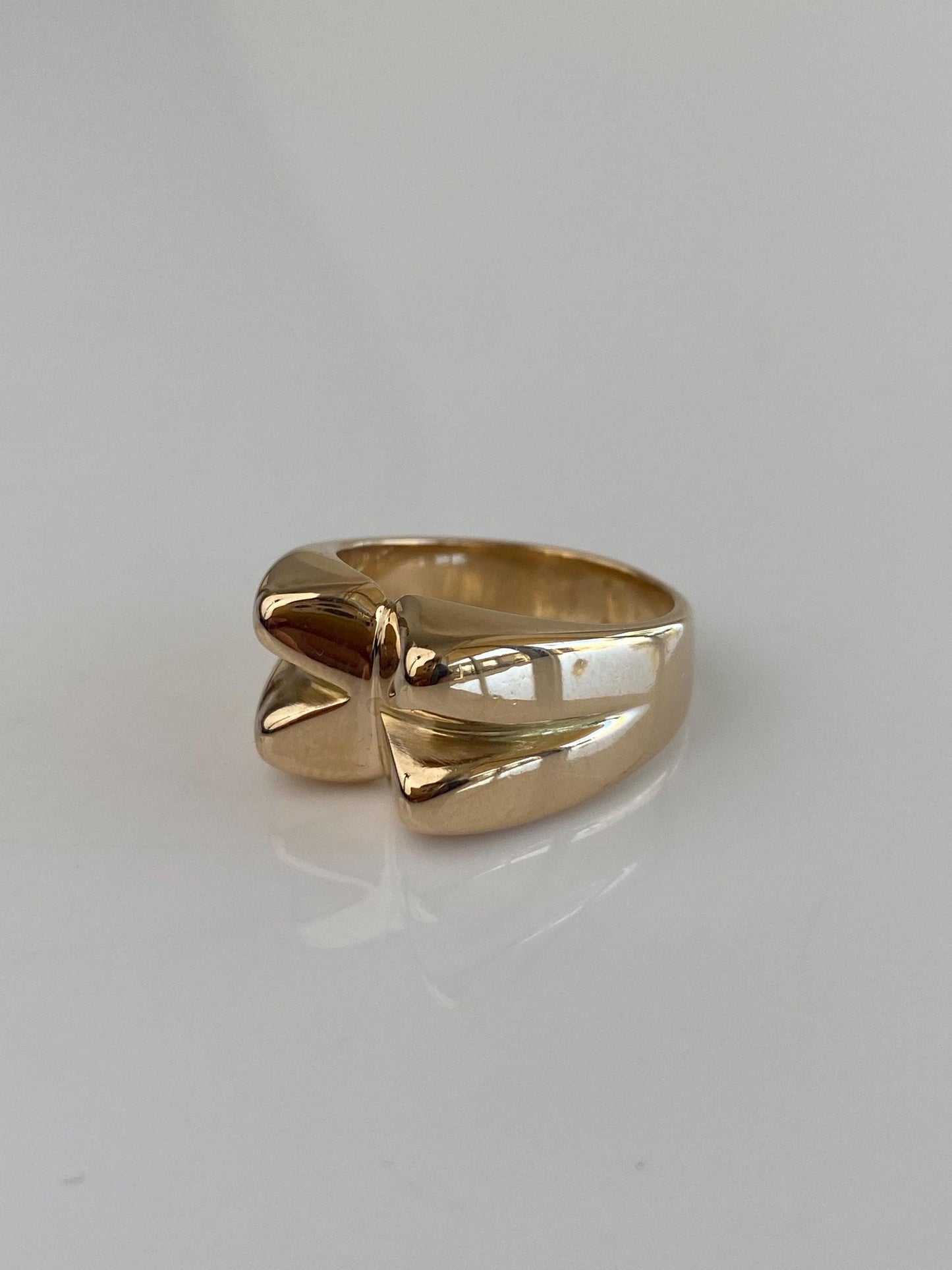 Vintage Solid 14k Yellow Gold Chunky Pyramid Style Ring - Size 5.75