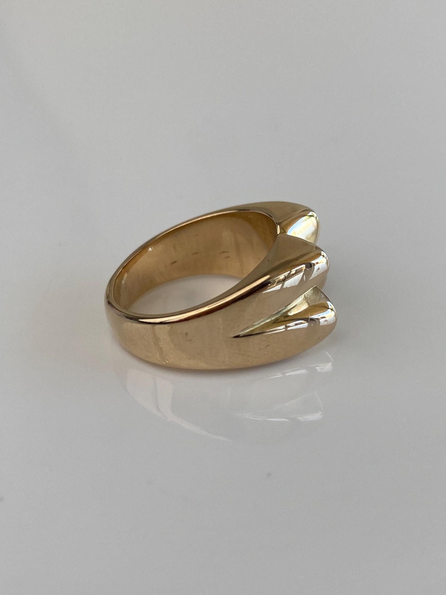 Vintage Solid 14k Yellow Gold Chunky Pyramid Style Ring - Size 5.75