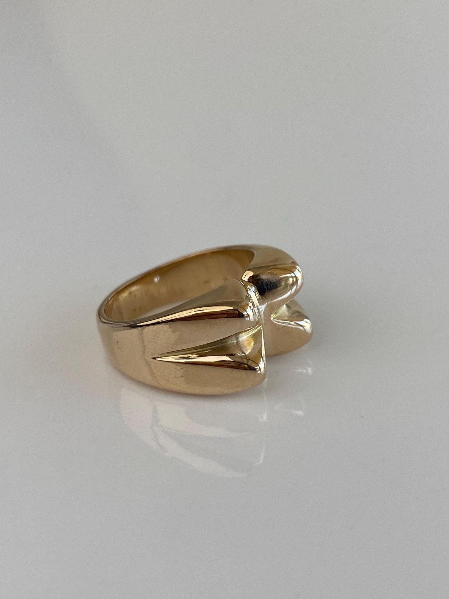 Vintage Solid 14k Yellow Gold Chunky Pyramid Style Ring - Size 5.75
