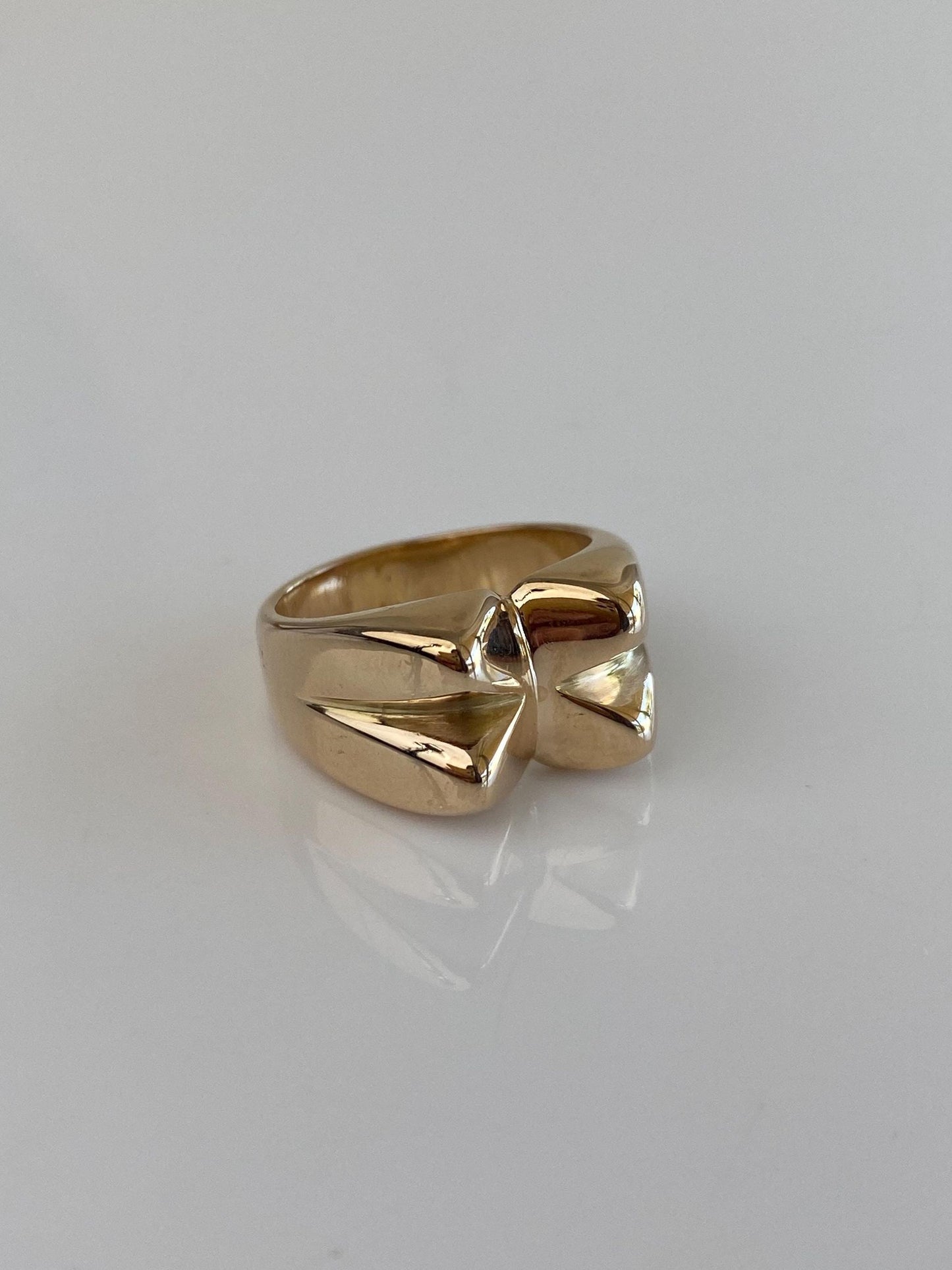 Vintage Solid 14k Yellow Gold Chunky Pyramid Style Ring - Size 5.75