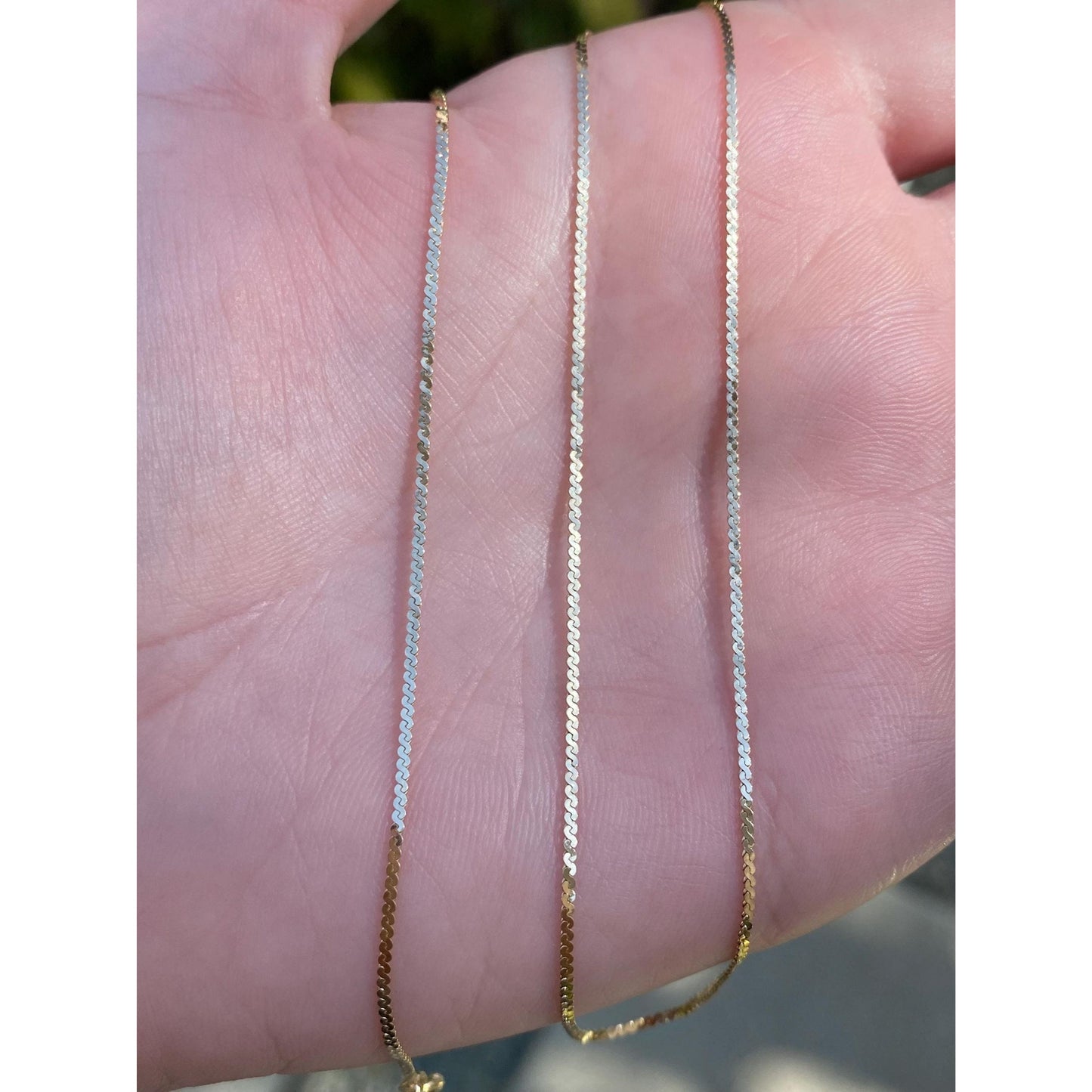 Vintage Solid 14k Yellow Gold Serpentine Chain Necklace - 16.25 inches