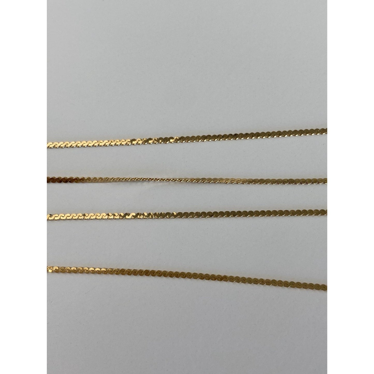 Vintage Solid 14k Yellow Gold Serpentine Chain Necklace - 16.25 inches
