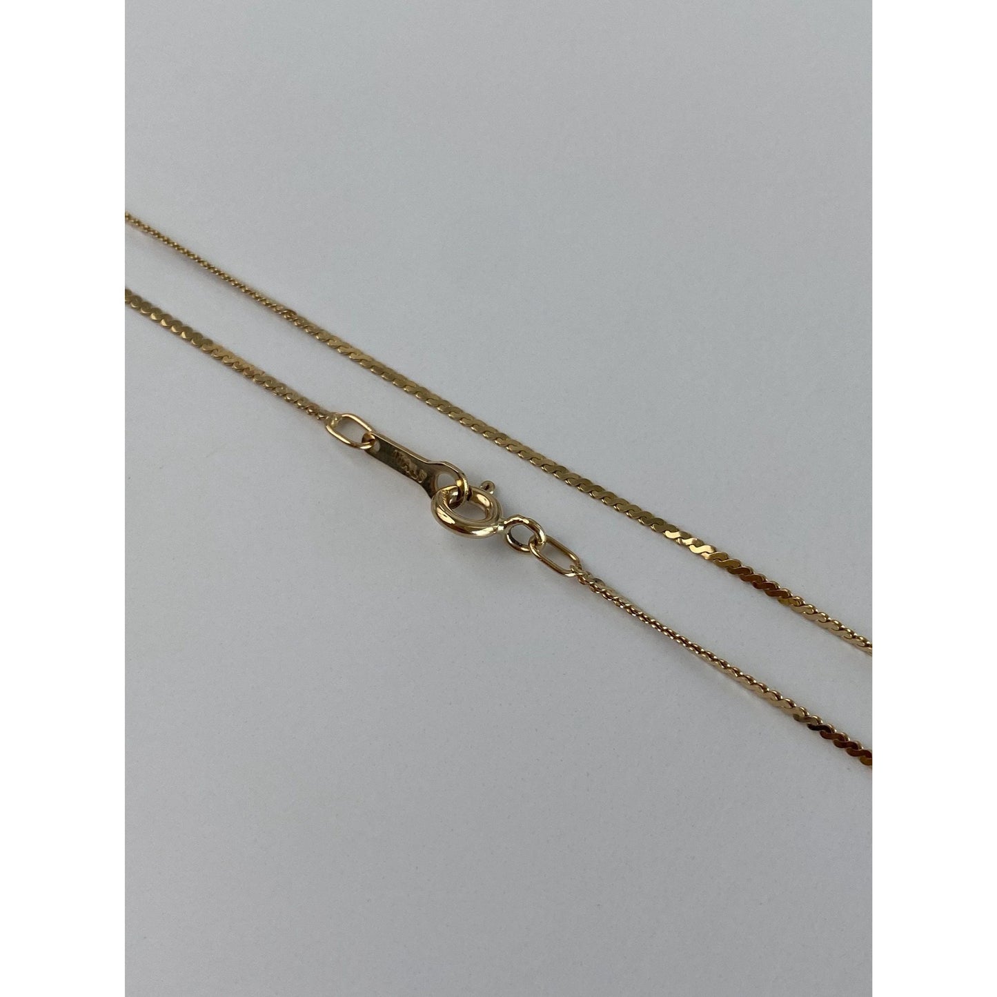 Vintage Solid 14k Yellow Gold Serpentine Chain Necklace - 16.25 inches