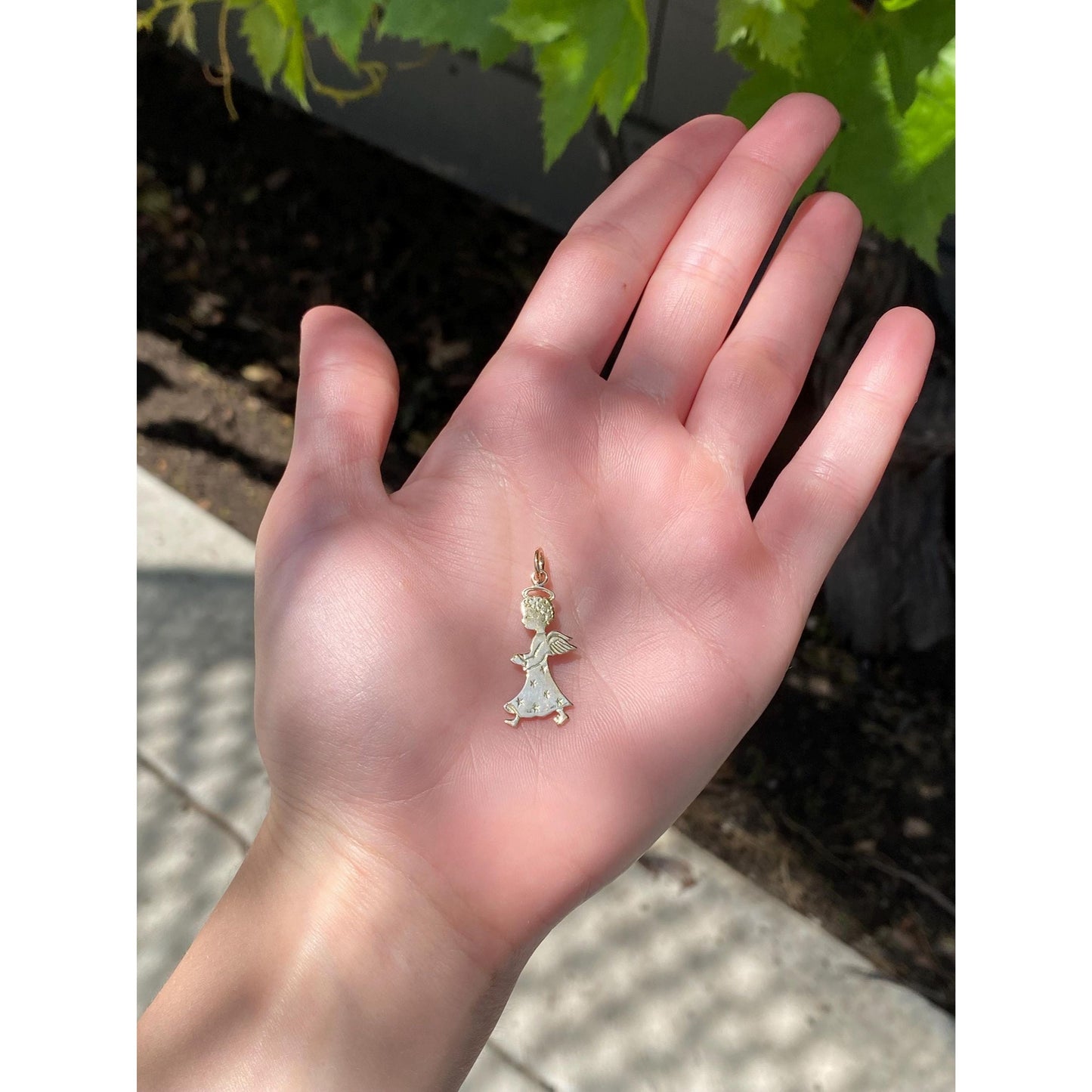 Vintage Solid 14k Yellow Gold Angel Charm