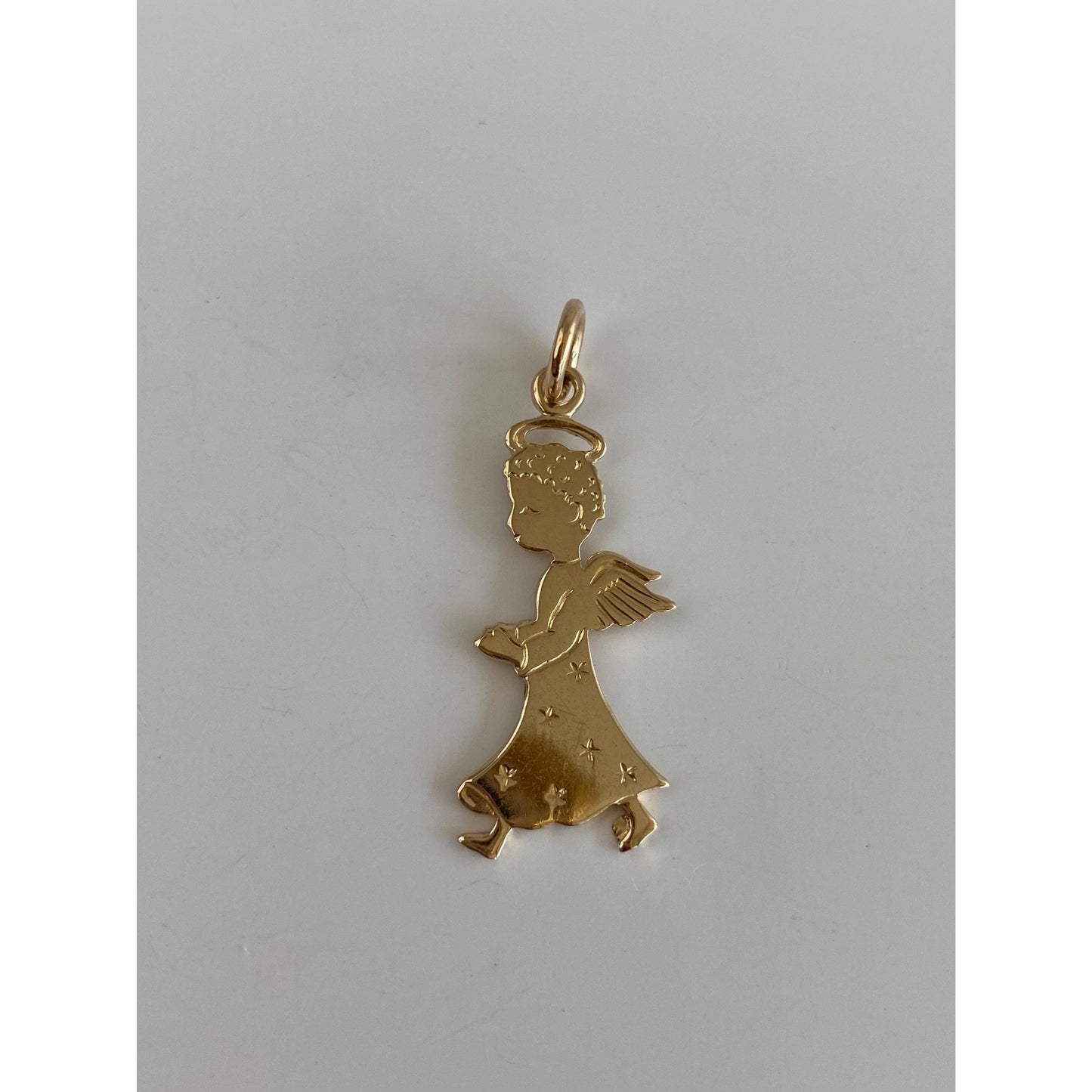 Vintage Solid 14k Yellow Gold Angel Charm