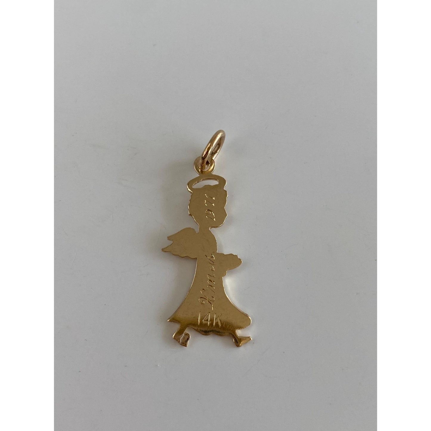 Vintage Solid 14k Yellow Gold Angel Charm