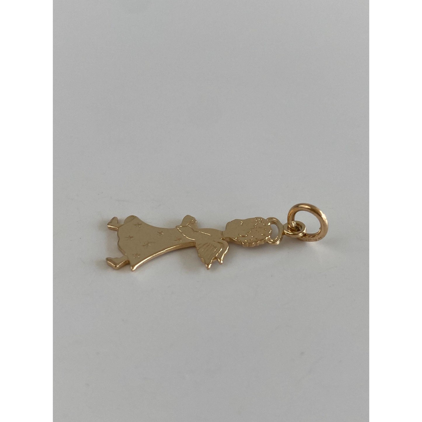 Vintage Solid 14k Yellow Gold Angel Charm