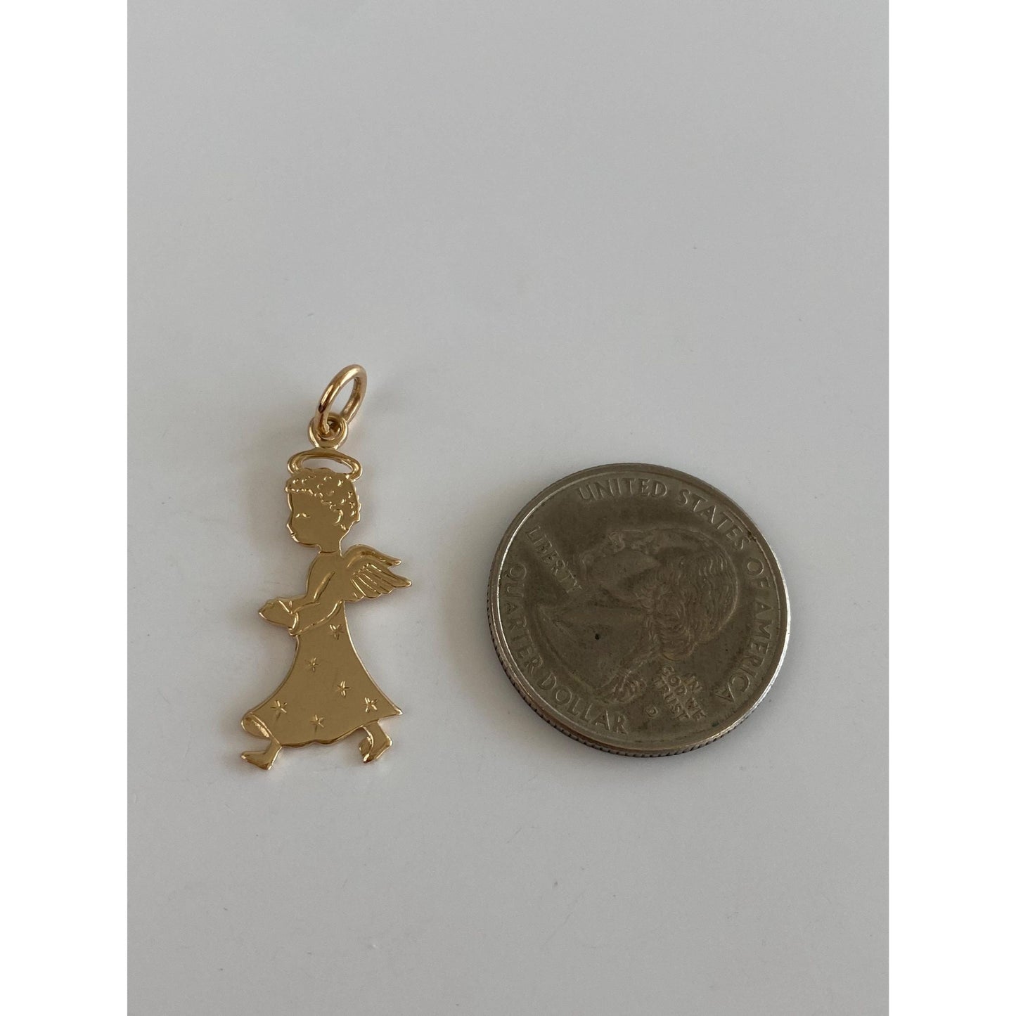 Vintage Solid 14k Yellow Gold Angel Charm