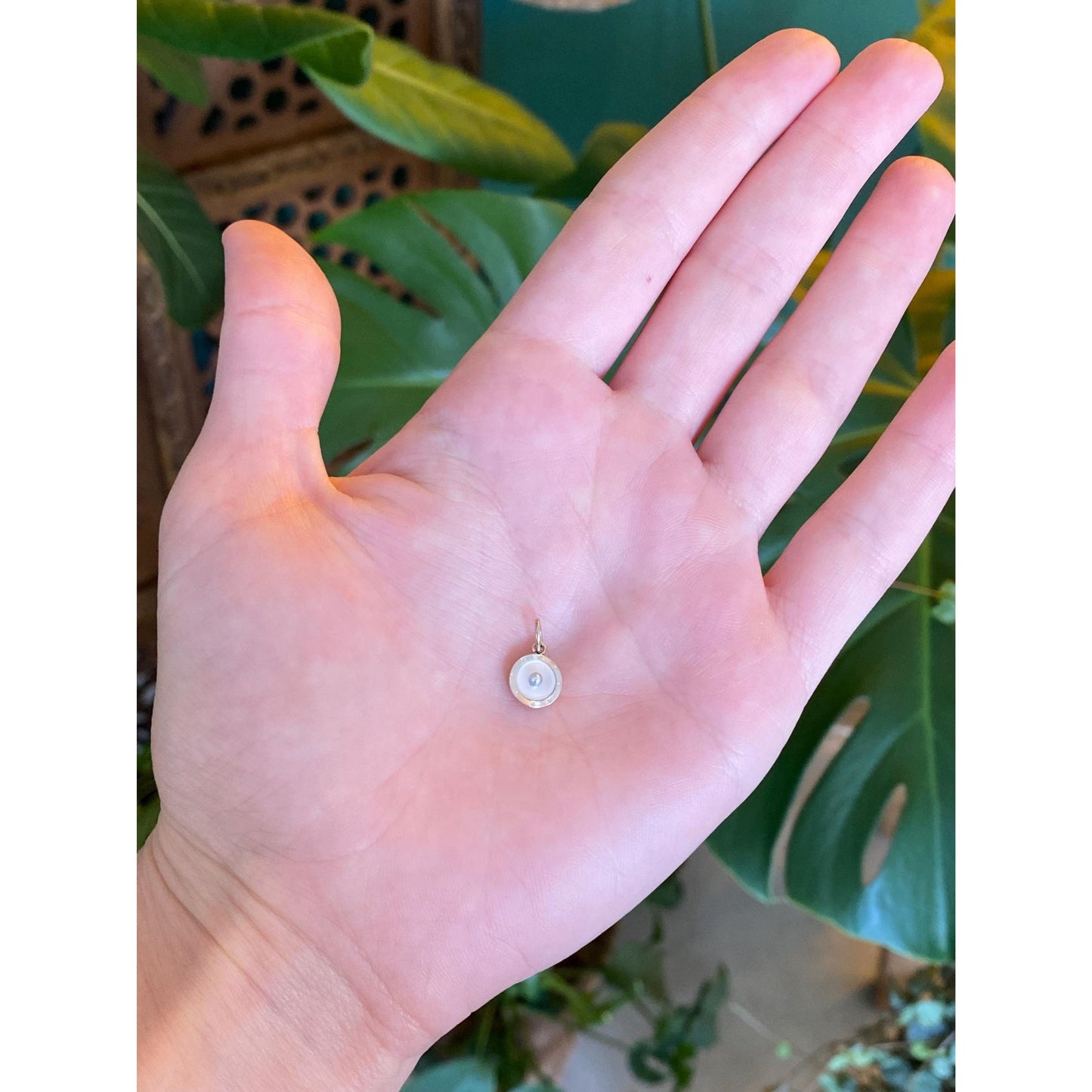 Vintage 14k White & Yellow Gold Seed Pearl MOP Little Cufflink Conversion Charm