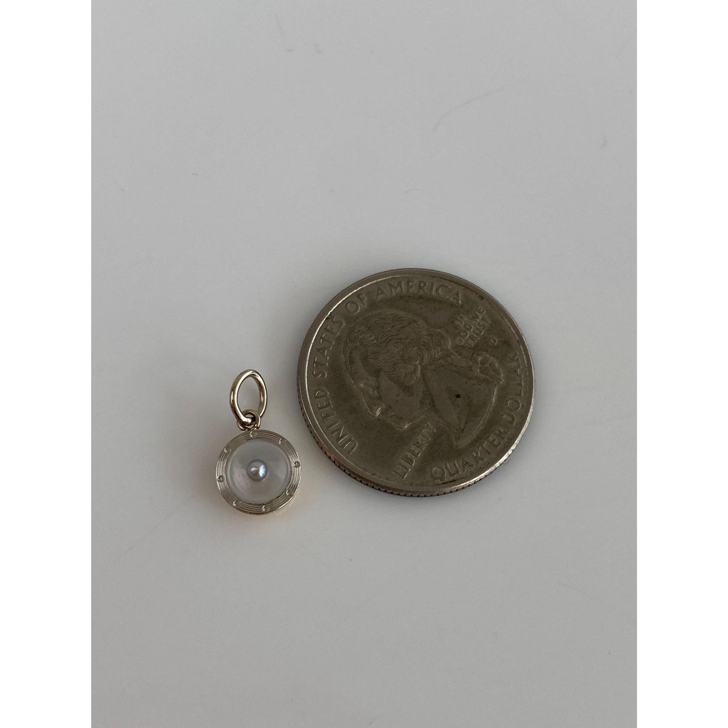 Vintage 14k White & Yellow Gold Seed Pearl MOP Little Cufflink Conversion Charm