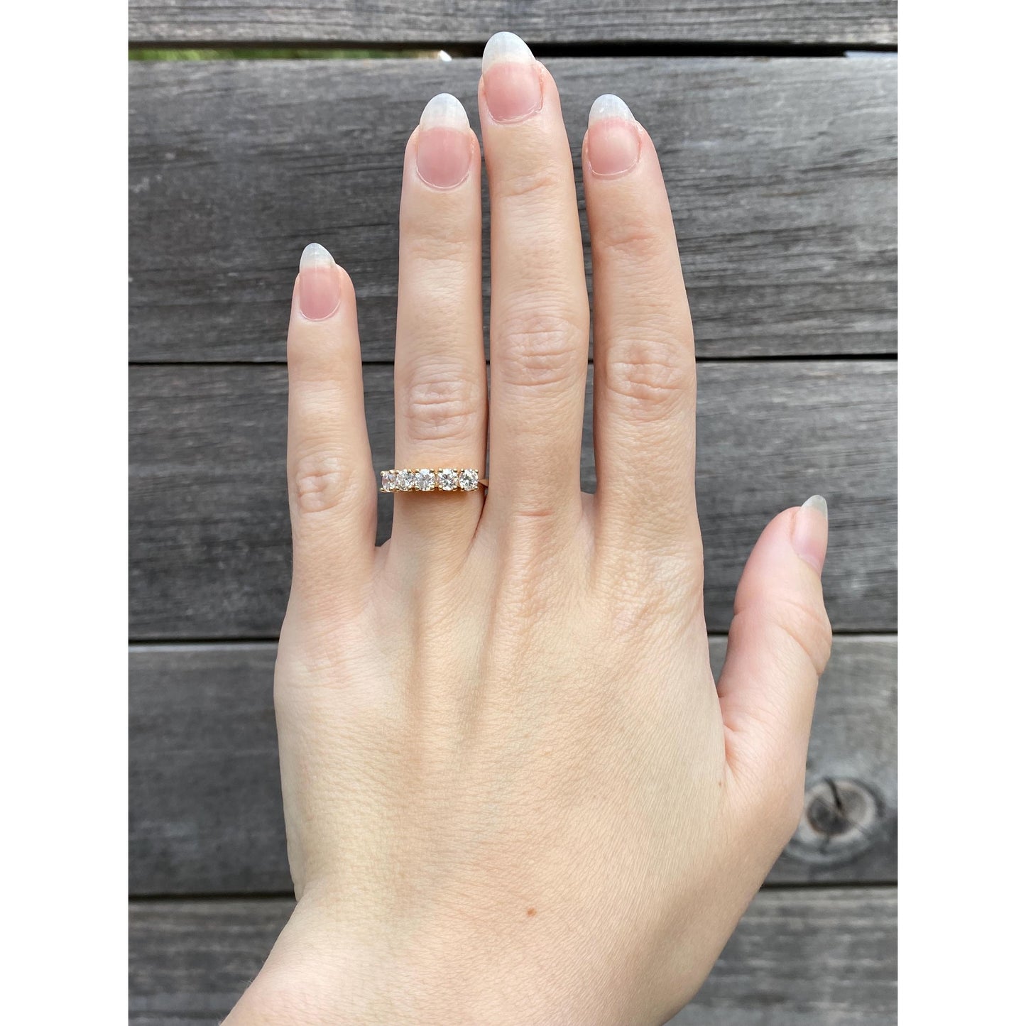 Solid 14k Yellow Gold Cubic Zirconia Row Ring - Size 5.75