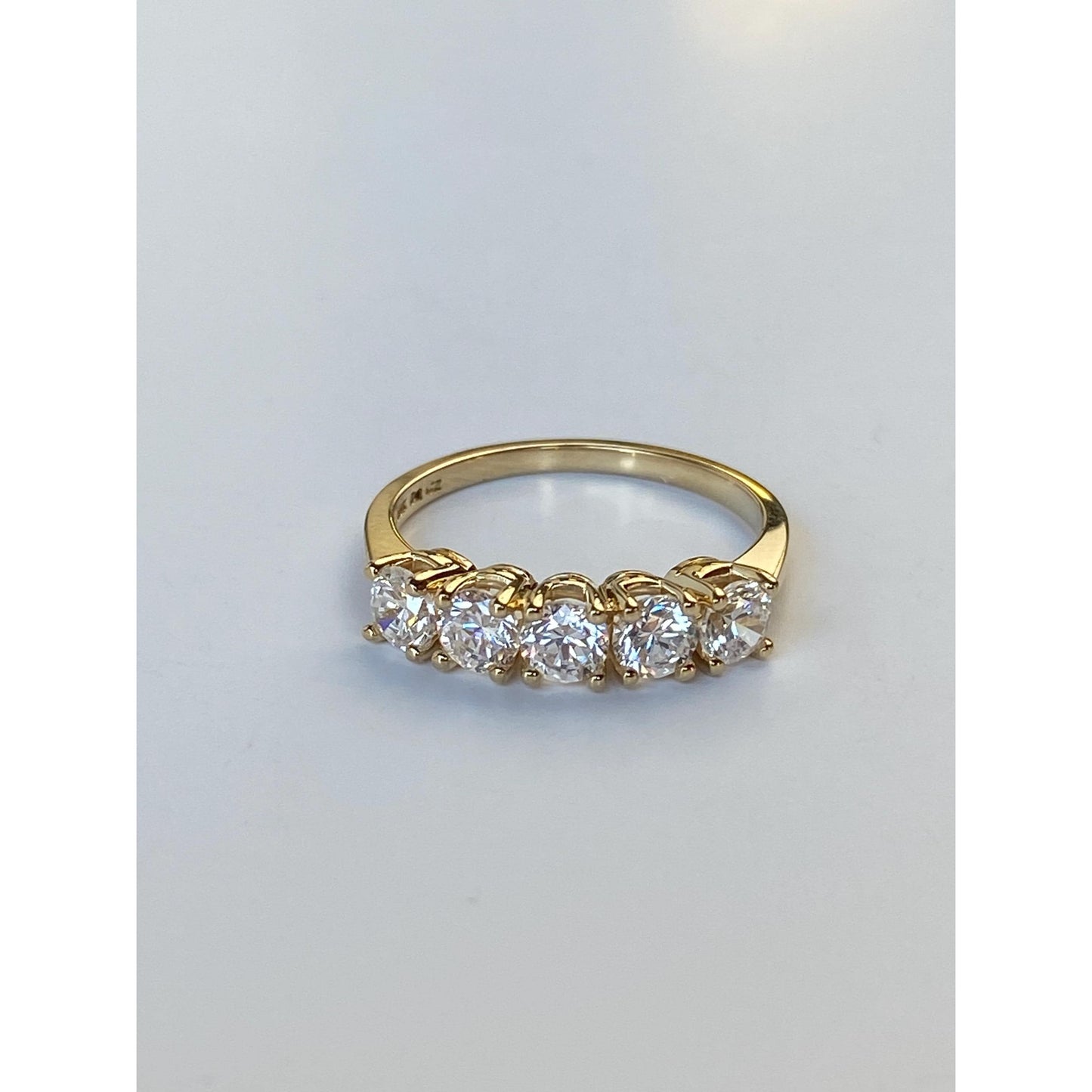 Solid 14k Yellow Gold Cubic Zirconia Row Ring - Size 5.75