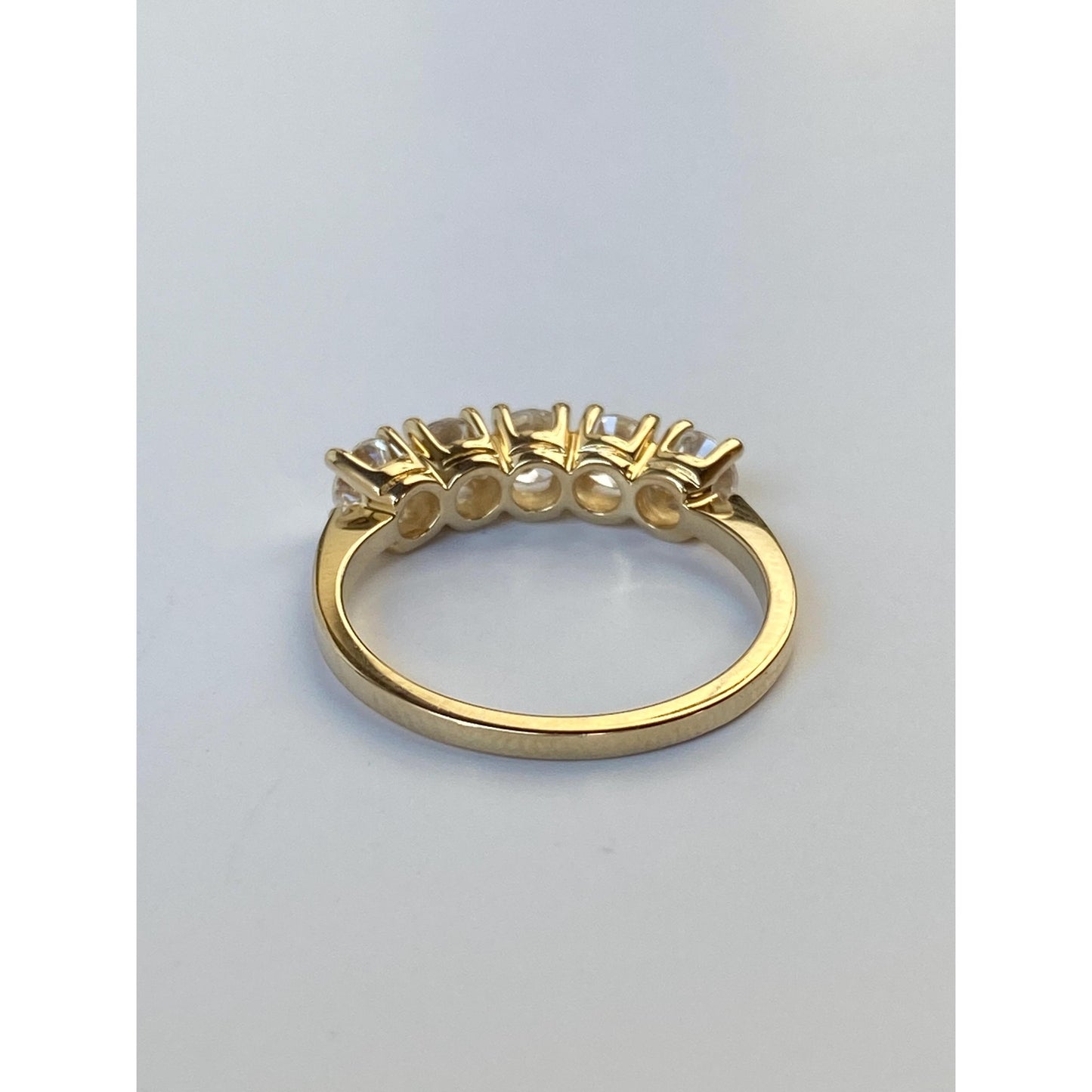 Solid 14k Yellow Gold Cubic Zirconia Row Ring - Size 5.75