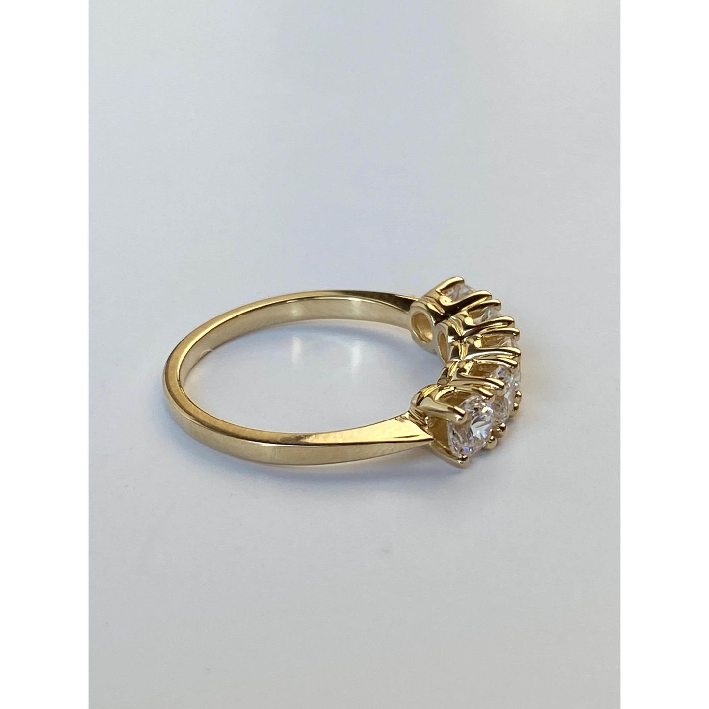 Solid 14k Yellow Gold Cubic Zirconia Row Ring - Size 5.75