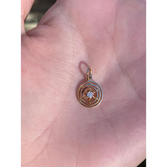 Vintage Solid 14k Yellow Gold Diamond Stick Pin Conversion Charm