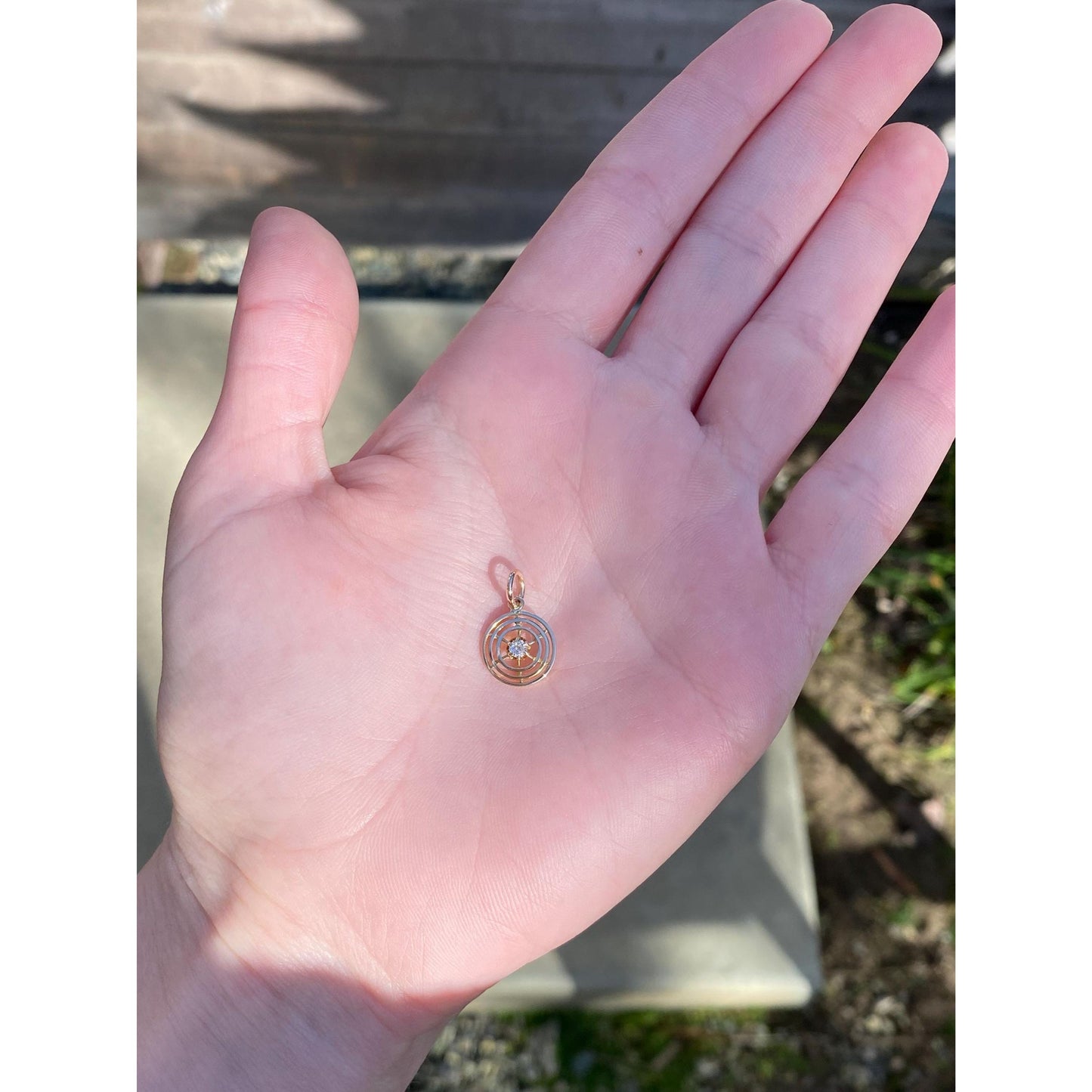 Vintage Solid 14k Yellow Gold Diamond Stick Pin Conversion Charm