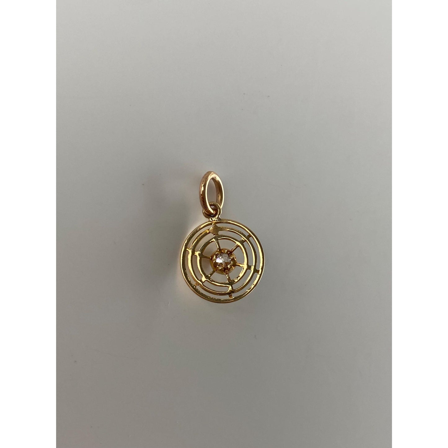 Vintage Solid 14k Yellow Gold Diamond Stick Pin Conversion Charm