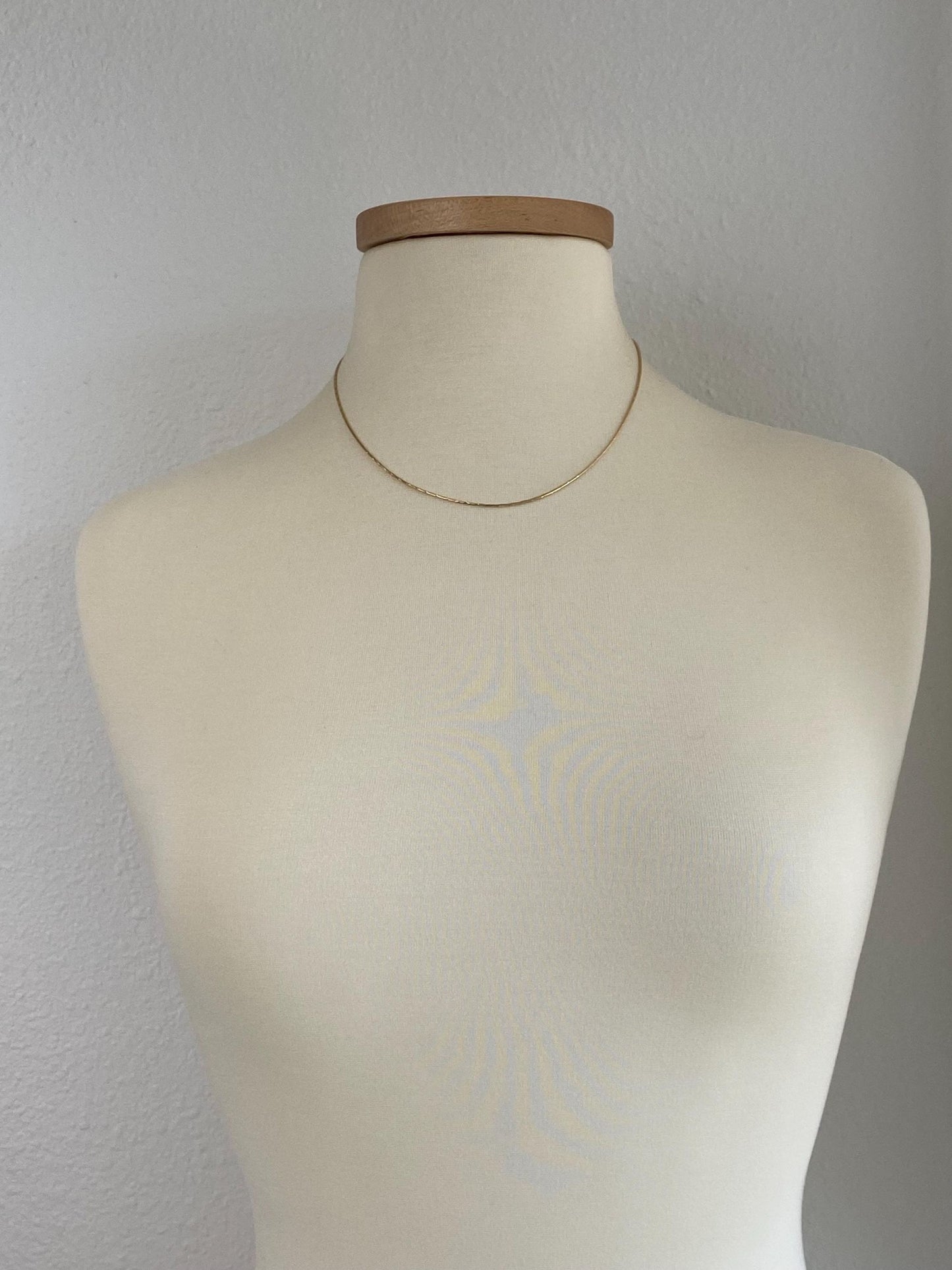 Vintage Solid 14k White & Yellow Gold Lined Snake Chain Necklace - 18 inches