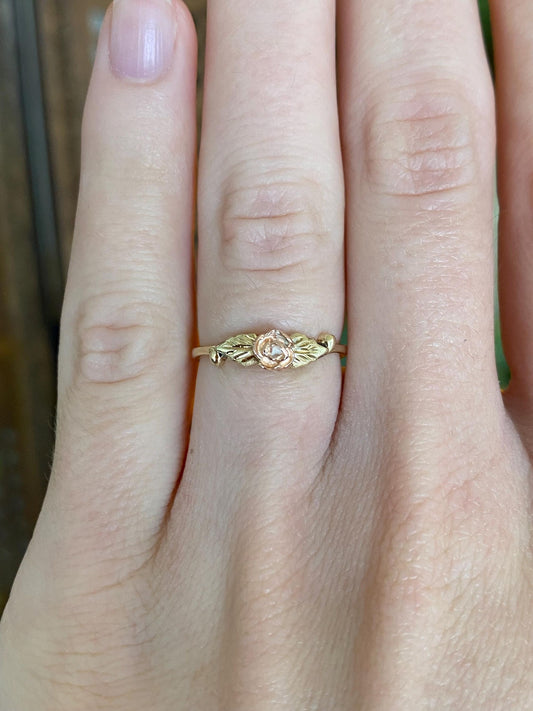 Vintage Solid 10k Rose & Yellow Gold Rose Ring - Size 4.5