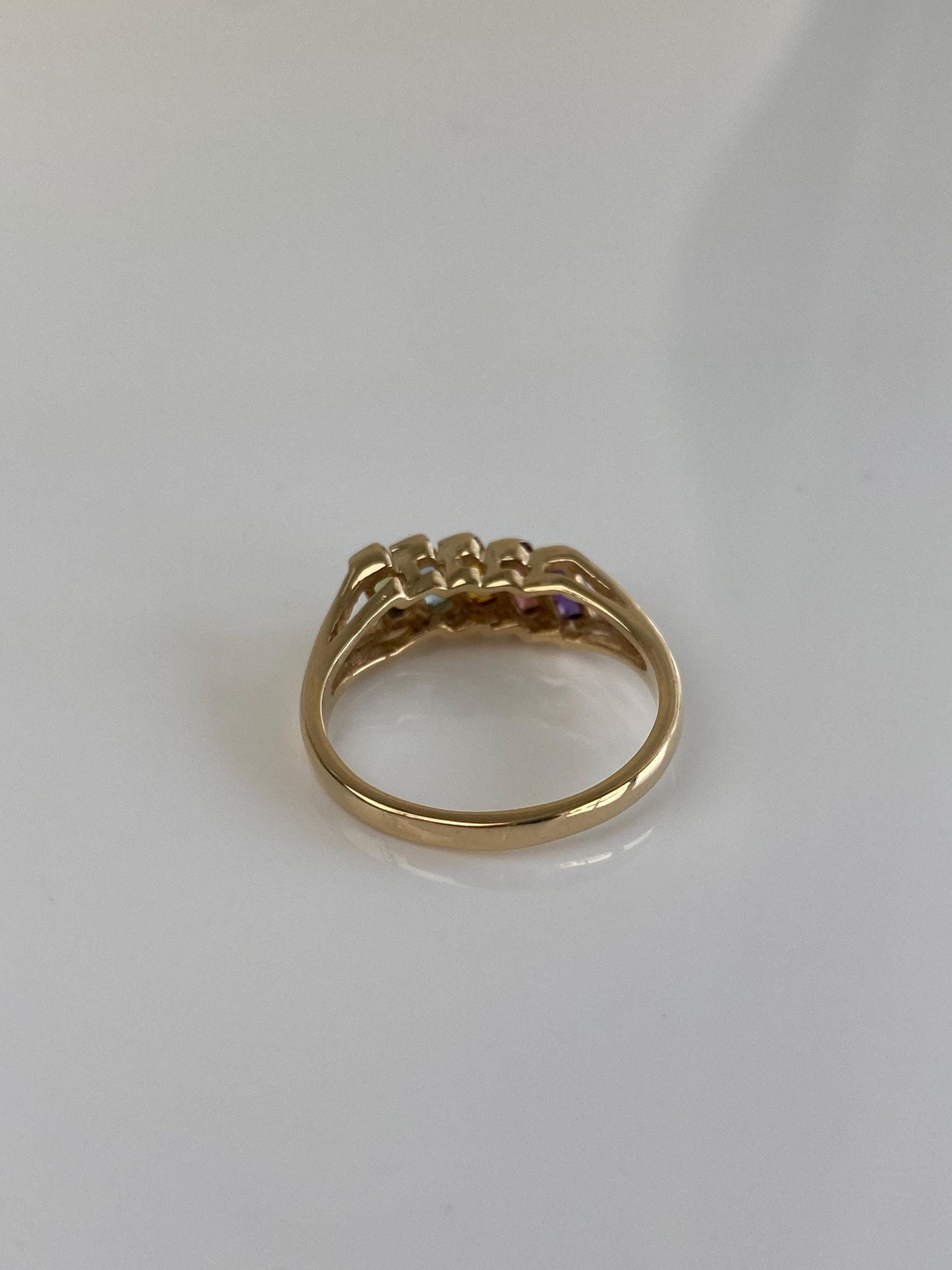Vintage Solid 14k Yellow Gold Amethyst Topaz Citrine Peridot Garnet Ring - Size 5.75