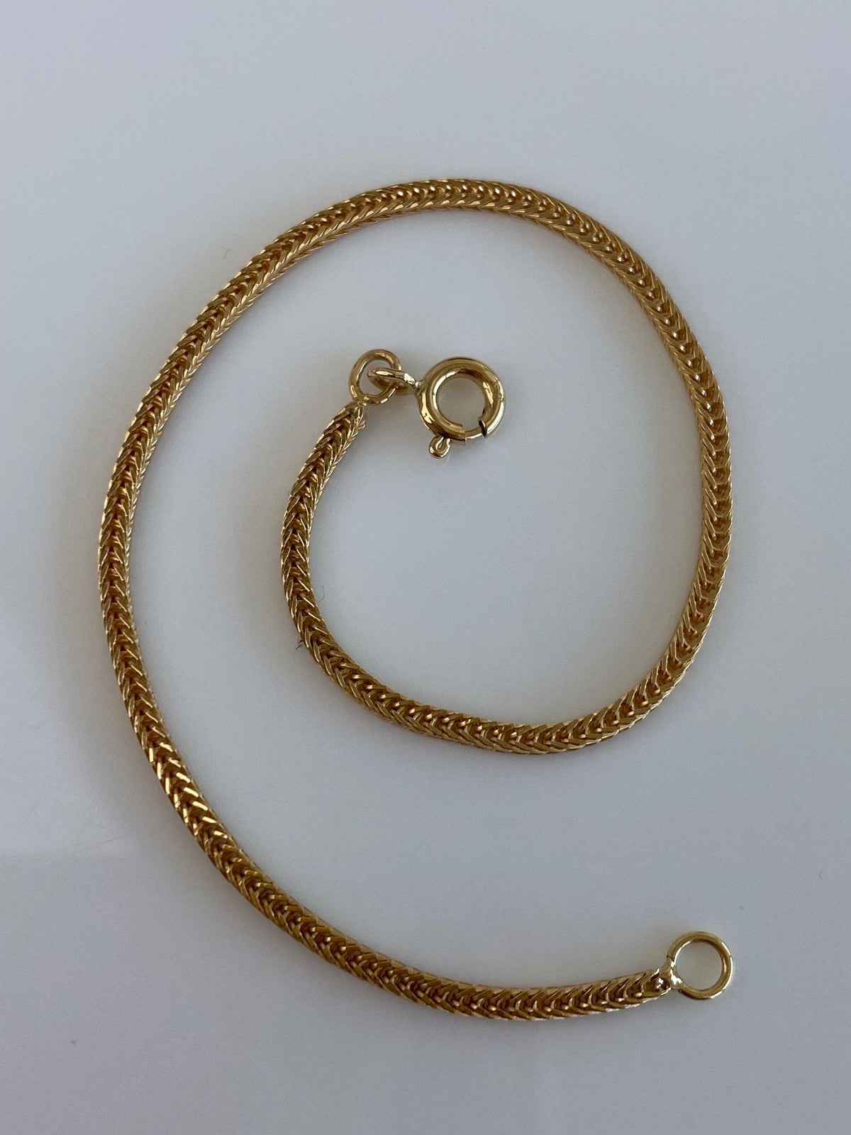 Vintage Solid 18k Yellow Gold Wheat Chain Bracelet - 7 Inches
