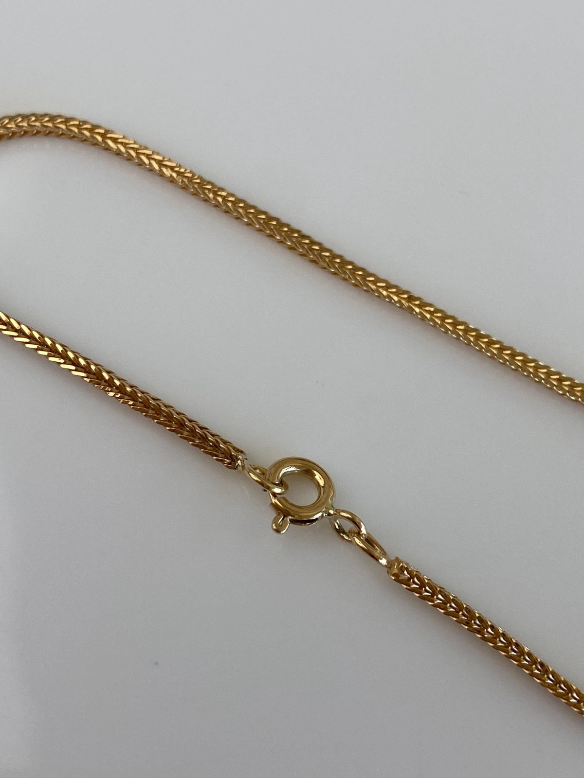 Vintage Solid 18k Yellow Gold Wheat Chain Bracelet - 7 Inches
