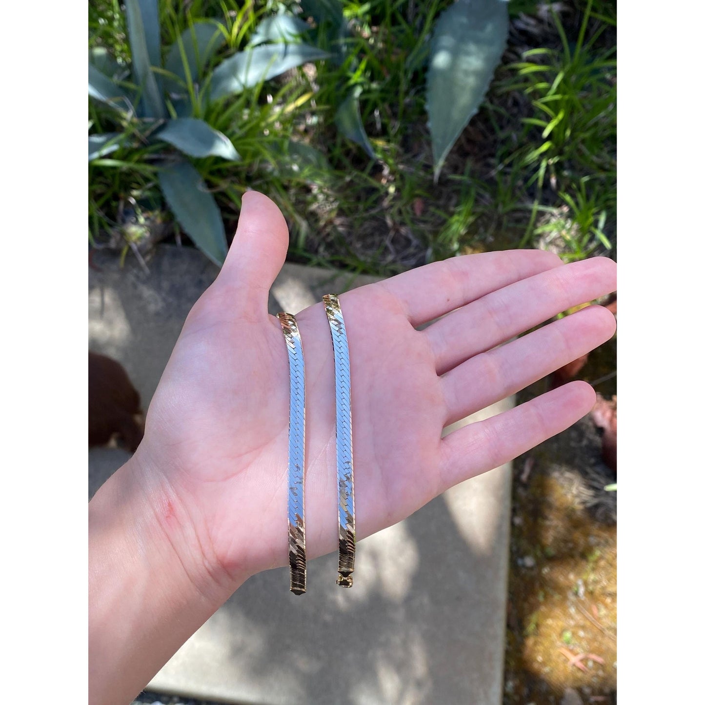 Vintage Solid 14k Yellow Gold Chunky Herringbone Chain Necklace - 24.25 inches