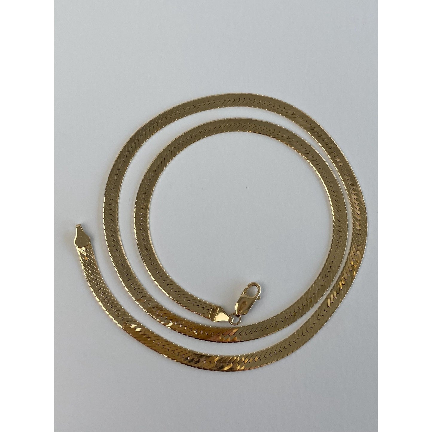 Vintage Solid 14k Yellow Gold Chunky Herringbone Chain Necklace - 24.25 inches